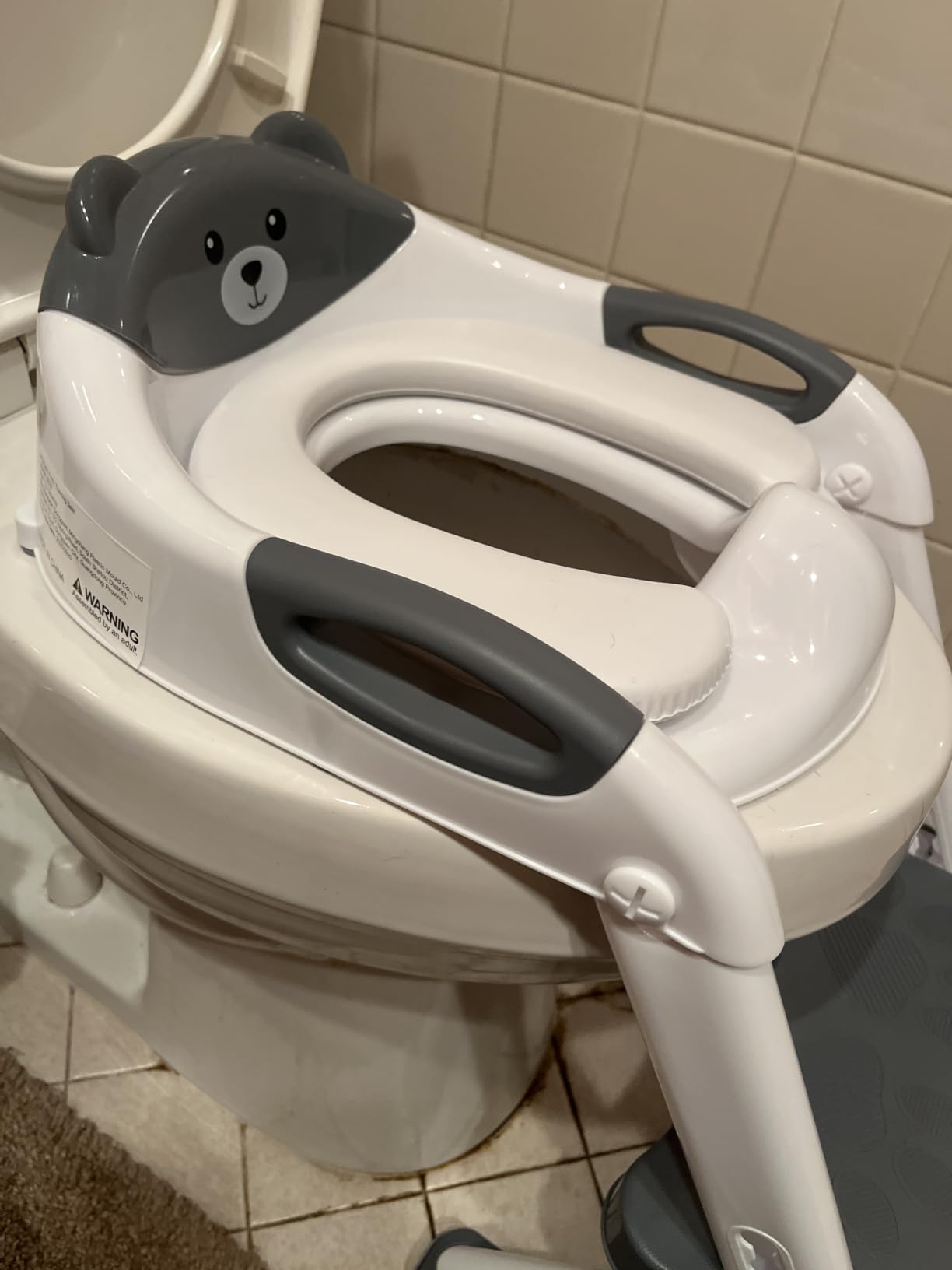 Potty Training Seat, SKYROKU Upgrade Toddler Toilet Seat for Kids Boys Girls, 2 in 1 Potty Training Toilet, Splash Guard Anti-Slip Pad Step Stool, New Sector-Shape Stabilized Base (8899+Grey) customer photo 2