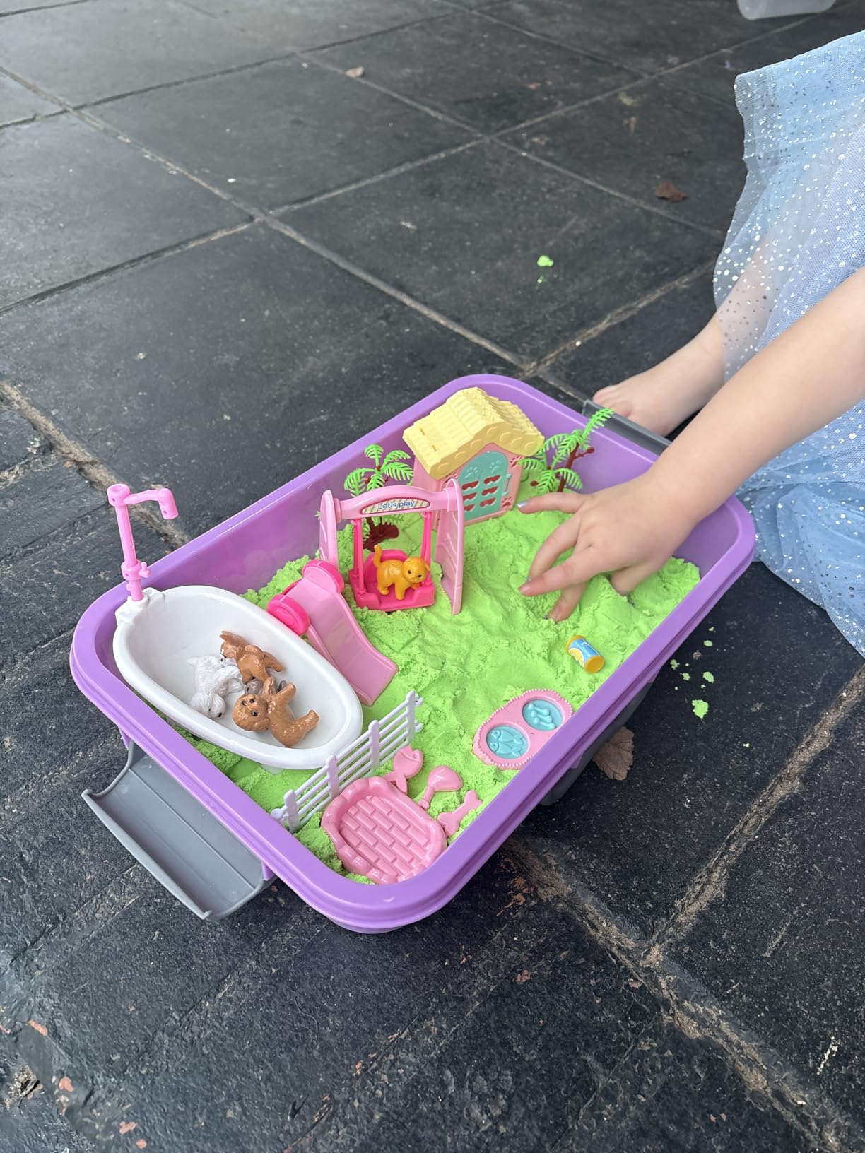 Pet Sensory Bin, Dog and Cat Sandbox for Kids, Kids Play Sand Kit, Pet Play Set with Sensory Sand, Pet Care Play Set, Role Pretend Play Beach Toy Birthday Gift for Girls Boys 3 4 5 6 Years Old customer photo 2