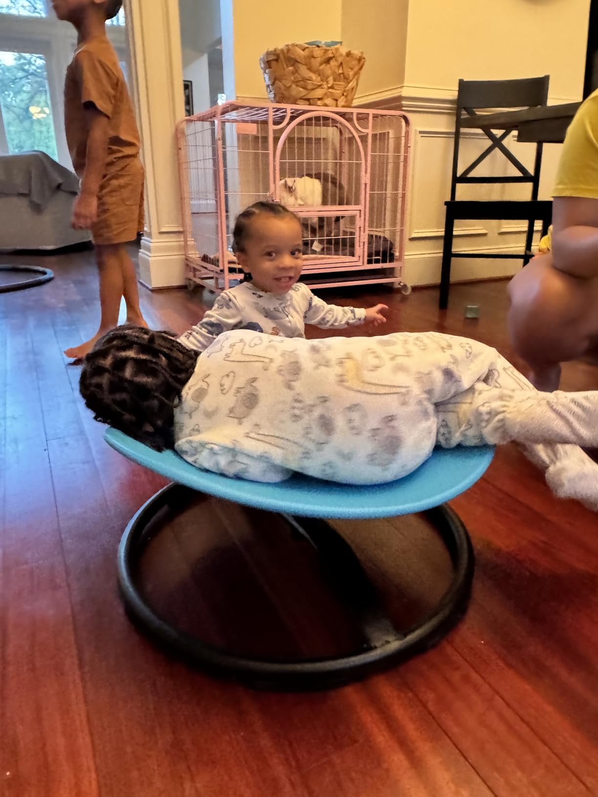 Zhenx Spinning Chair for Autistic Kids (Ages 3-18) - 220lbs Capacity Sensory Swivel Seat - Sensory Toy for Teens with ADHD/Autism - Sit & Spin Calming Gift to Improve Focus & Body Balance (Blue) customer photo 1