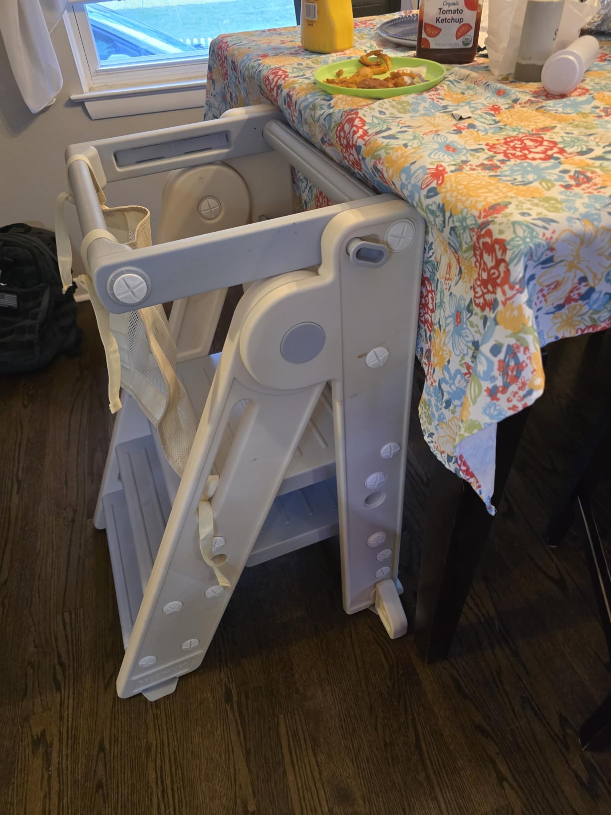 Forbena Foldable Toddler Tower Kitchen Learning Stool Helper, Montessori Kids Standing Tower for Counter, Collapsible Adjustable Baby Child Step Stool with Safety Net for Bathroom Sink (Grey) customer photo 2