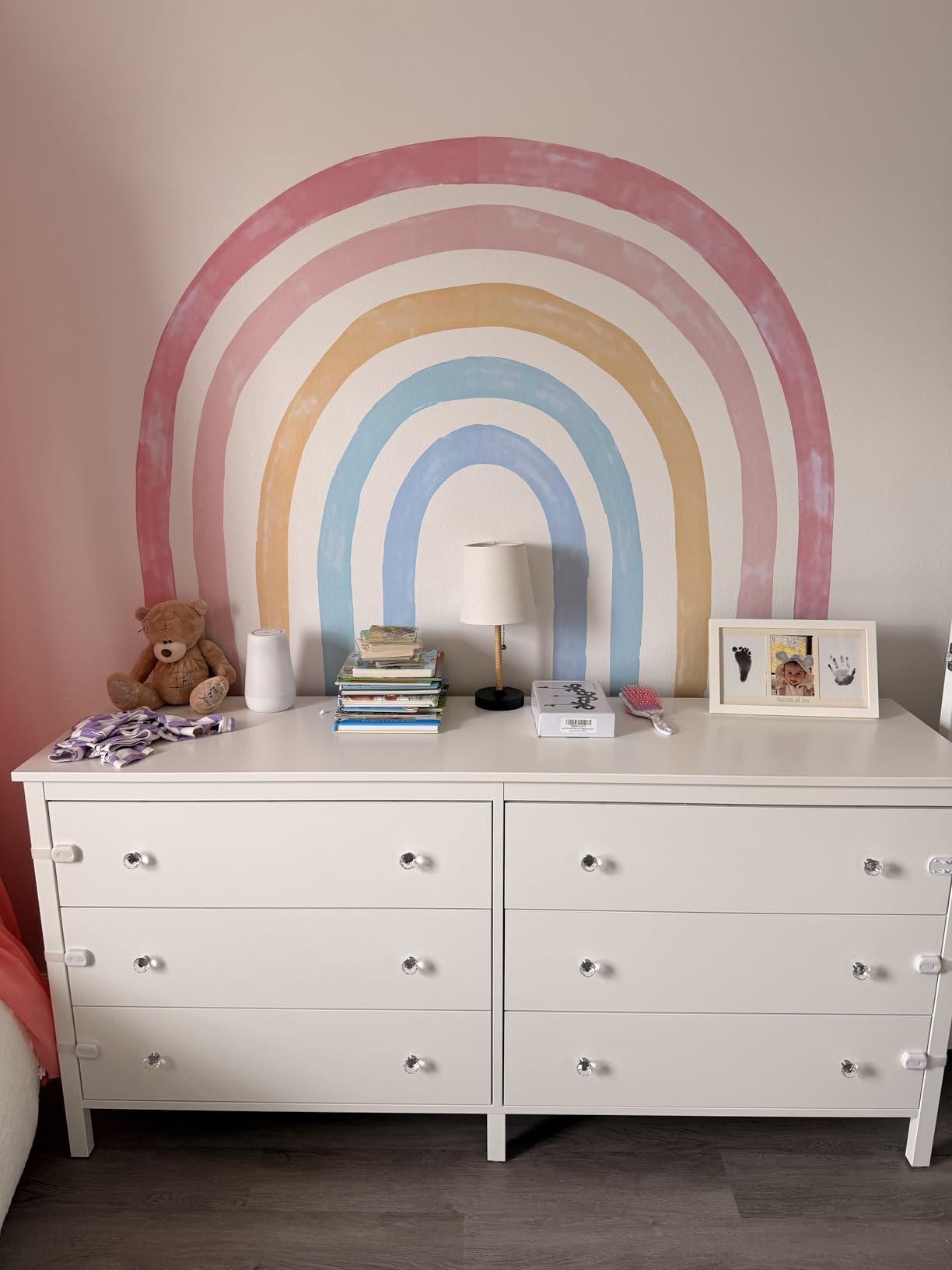Large Watercolor Rainbow Wall Decals, Colorful Peel and Stick Fabric Nursery Wall Decor, Removable Home Room Wall Decor Murals Stickers for Kids Girls Toddler Bedroom Living Room Playroom customer photo 1