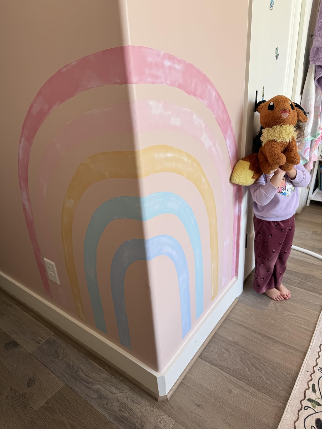 Large Watercolor Rainbow Wall Decals, Colorful Peel and Stick Fabric Nursery Wall Decor, Removable Home Room Wall Decor Murals Stickers for Kids Girls Toddler Bedroom Living Room Playroom customer photo 2