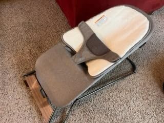 UPPAbaby Mira Bouncer/Portable 2-in-1 Bouncer + Seat Grows With Your Baby/GREENGuard Gold, JPMA + FSC certified/Cozy Seat Liner + Storage Bag Included/Charlie (Sand Melange/Black Chrome/Walnut Wood) customer photo 1