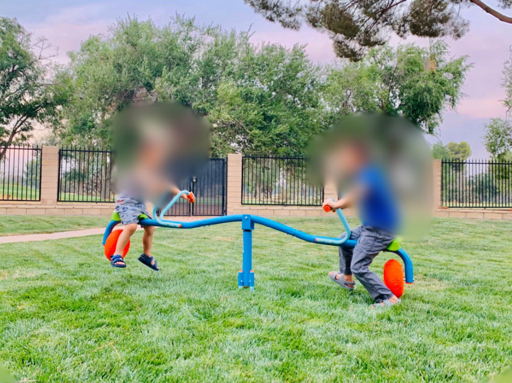 TP Toys Spiro Seesaw Sit and Spin Teeter Totter with 360 Spin Kids Outdoor Play Equipment for Backyard, Playground, or Indoor Fun Boys and Girls Ages 3-10 customer photo 2