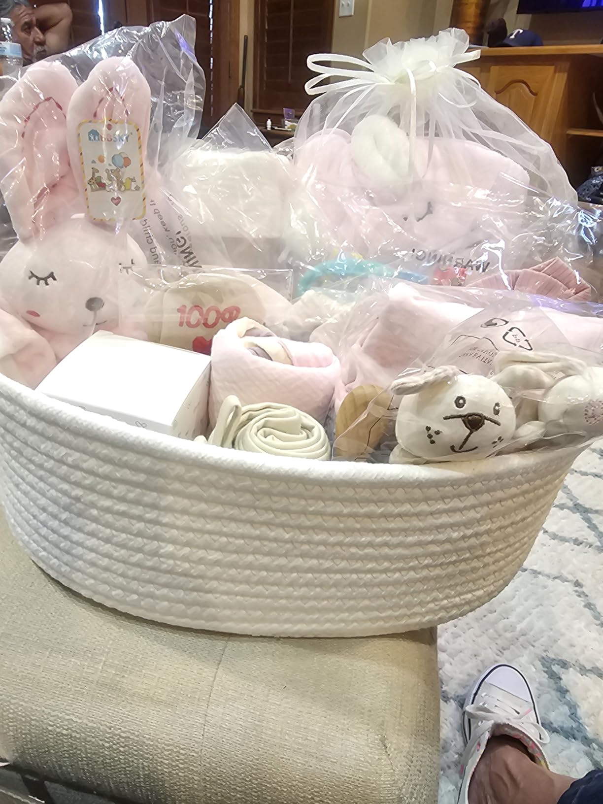 30-Piece Baby Girl Shower Gift Basket Set - Newborn Essentials, Large Pink Gift Basket With Rattle, Swaddle, Diaper Caddy Organizer customer photo 2