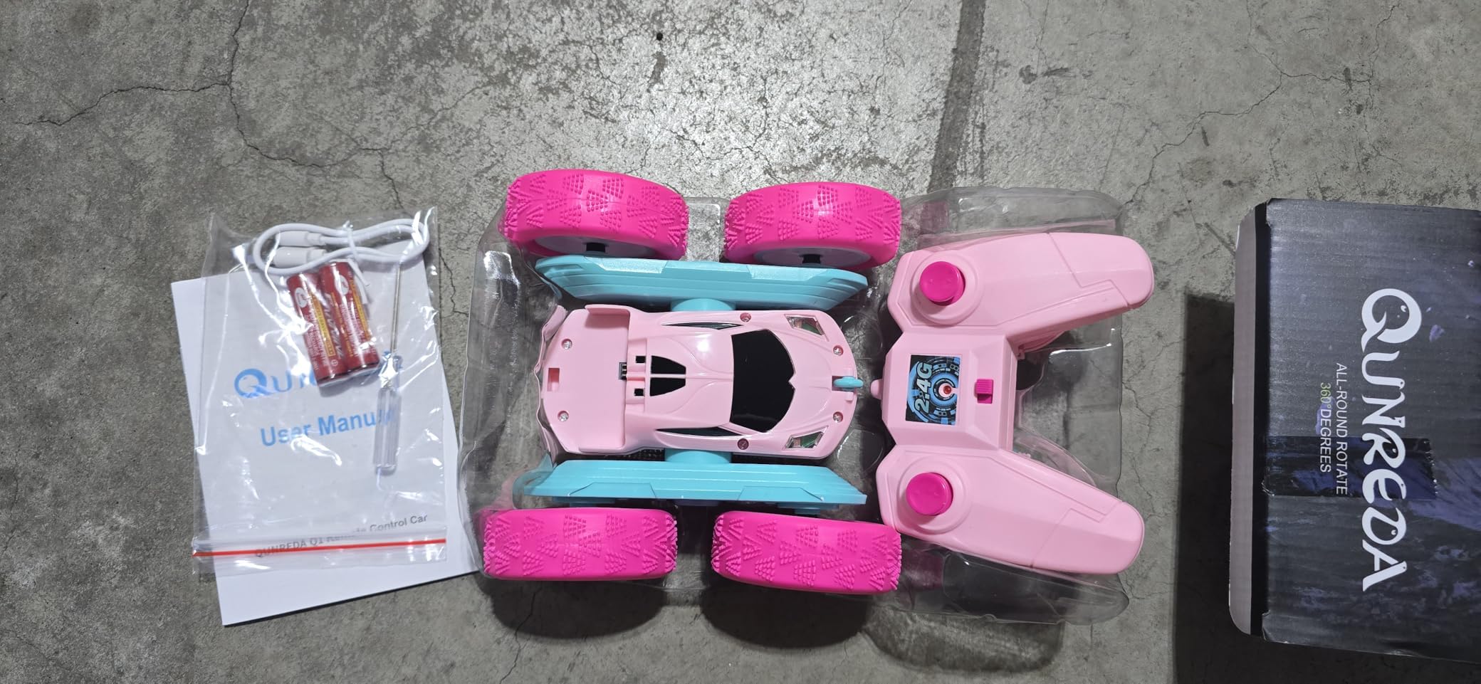 QUNREDA RC Cars, Pink Remote Control Car for Girls, 2.4 GHZ Double Sided RC Stunt Car 360° Rotating Remote Control Crawler with Headlights Car Toys for 6 7 8 9 10 11 12 Girls Birthday Gift Grandkids customer photo 1