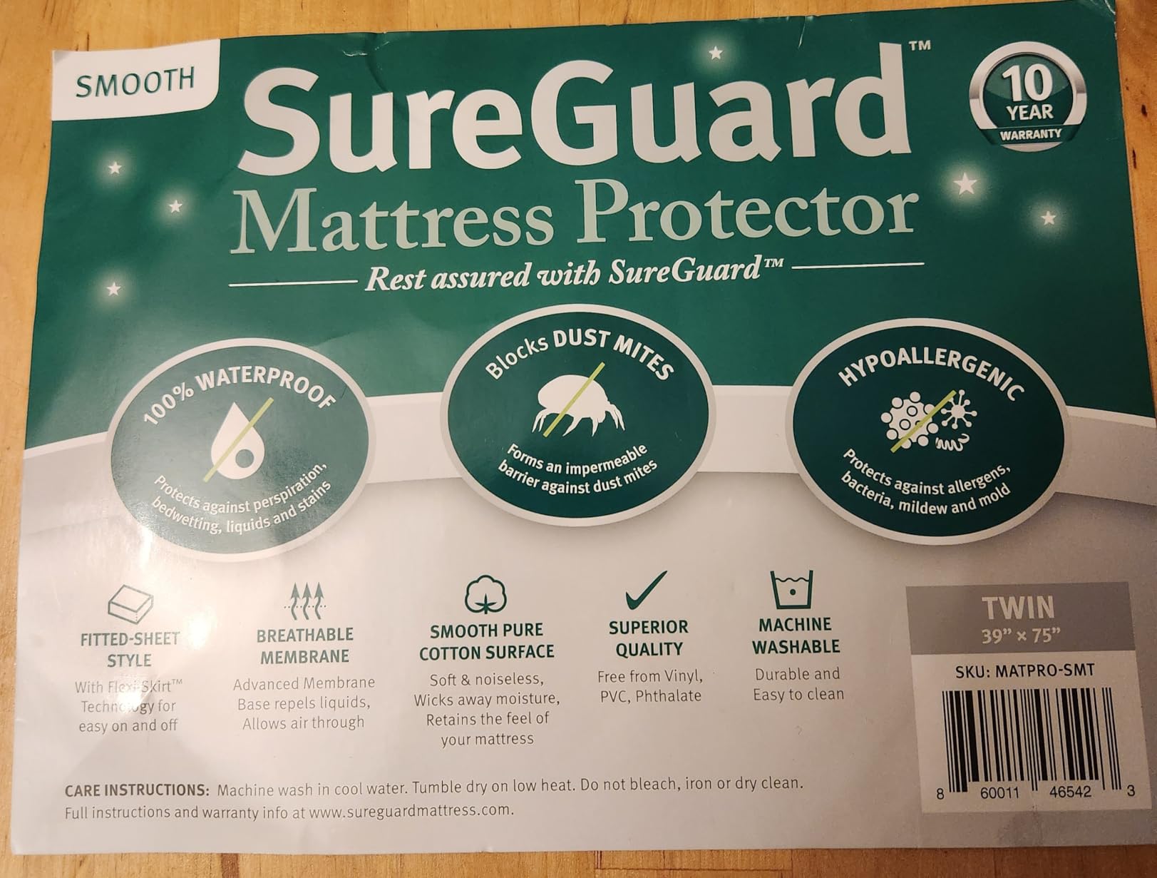 SureGuard Crib Size Mattress Protector - 100% Waterproof, Hypoallergenic - Premium Fitted Cotton Cover - Smooth customer photo 2