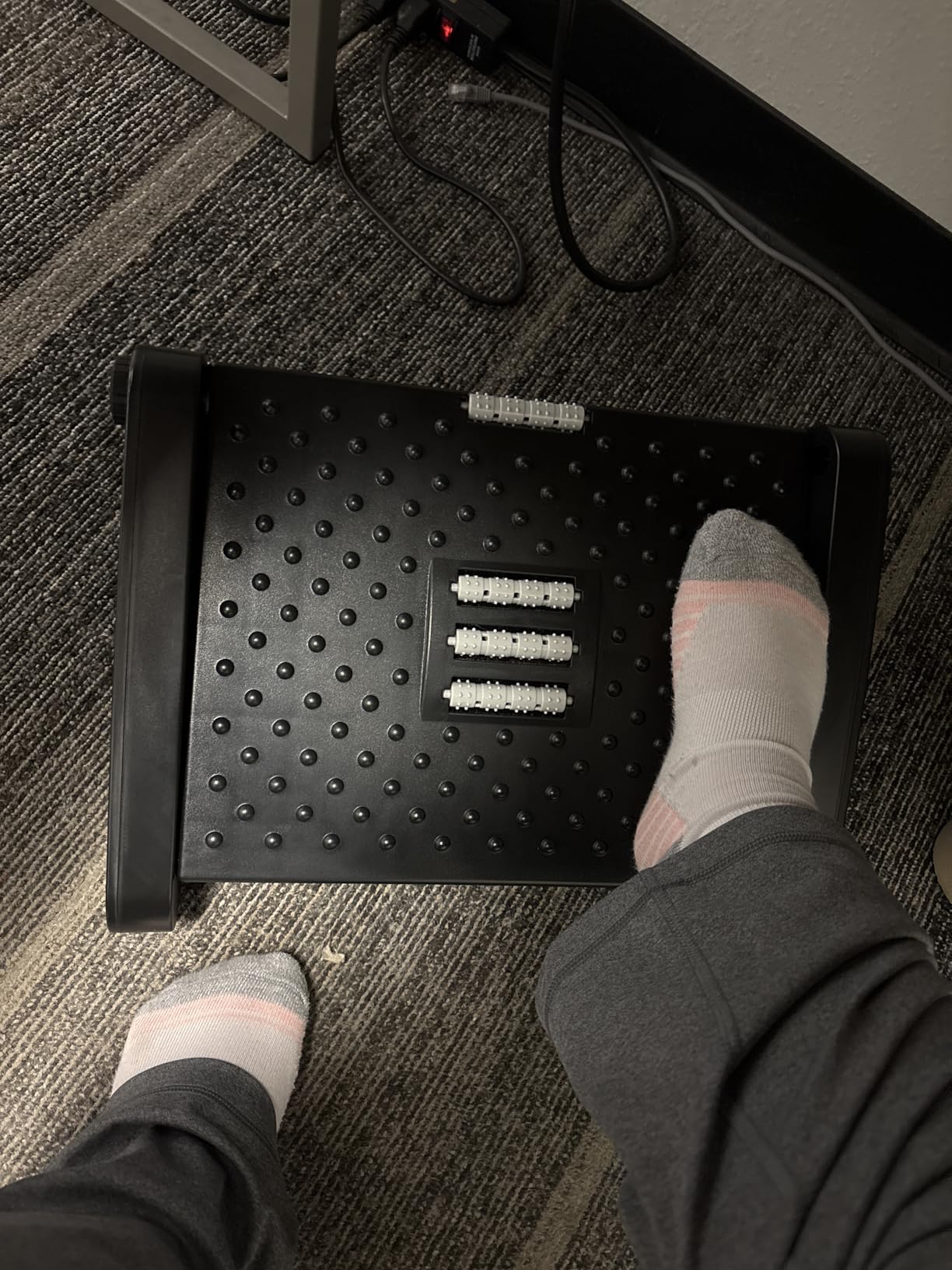 StrongTek Ergonomic Rocking Foot Rest for Under Desk, Adjustable Foot Stool with Non-Slip Surface, Three Positions for Comfort & Stability, Enhances Posture & Circulation, Ideal for Office & Home Use customer photo 2