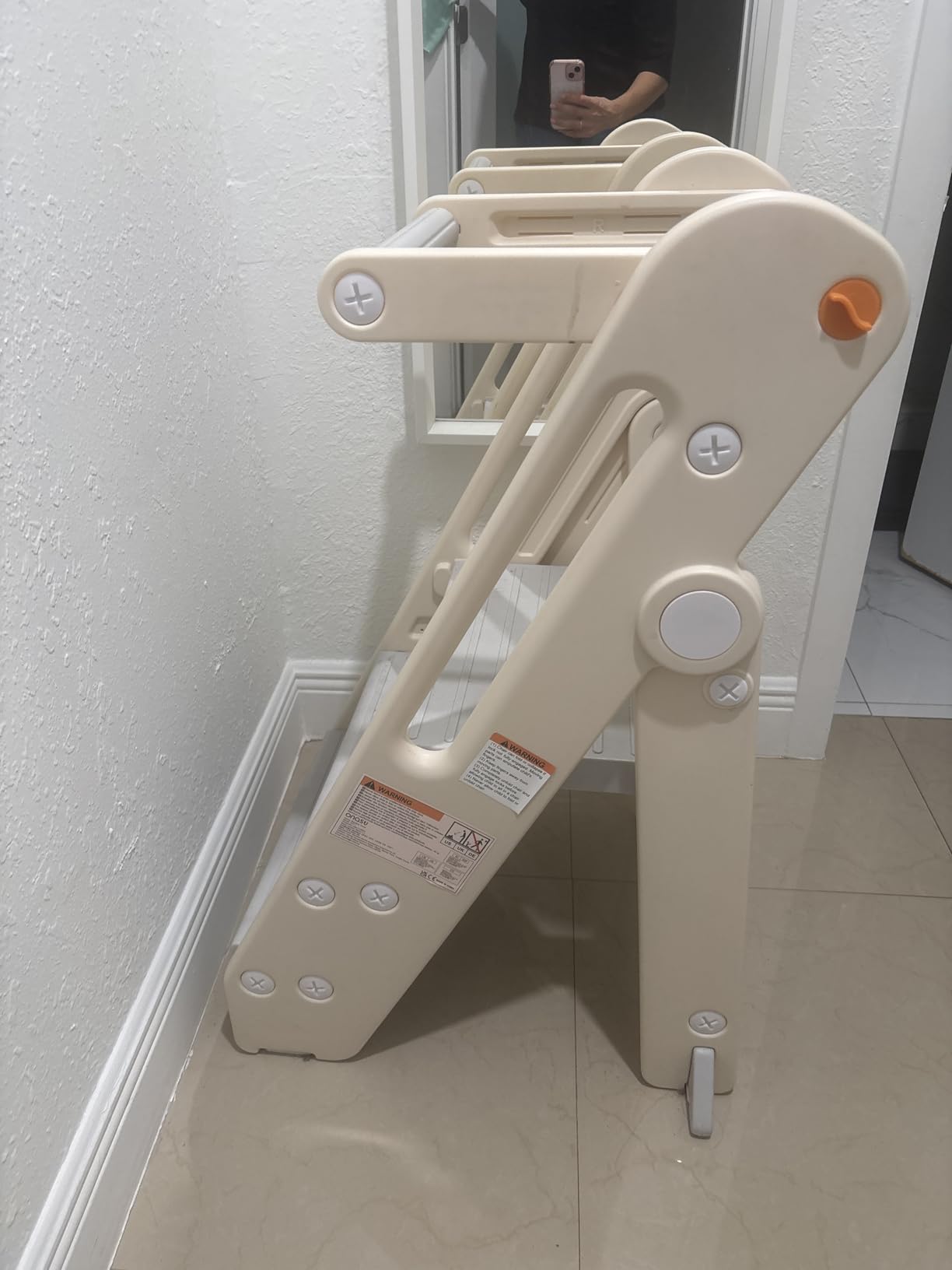 Onasti Toddler Tower Kitchen Stool Helper, Foldable & Adjustable Height Kids Learning Stool for Kitchen Counter Bathroom Sink, Child Ladder for Toddlers with Handles, Safty Rail, Non-Slip Pads-Grey customer photo 1