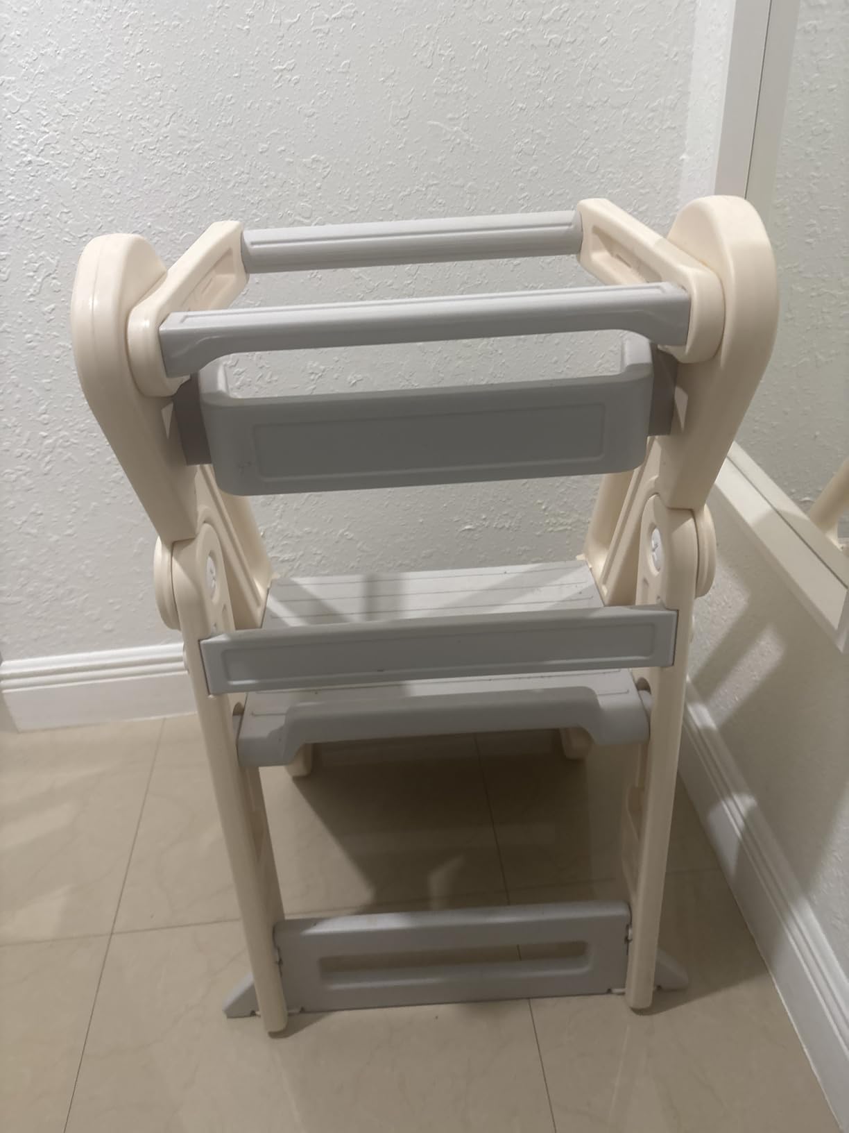 Onasti Toddler Tower Kitchen Stool Helper, Foldable & Adjustable Height Kids Learning Stool for Kitchen Counter Bathroom Sink, Child Ladder for Toddlers with Handles, Safty Rail, Non-Slip Pads-Grey customer photo 2