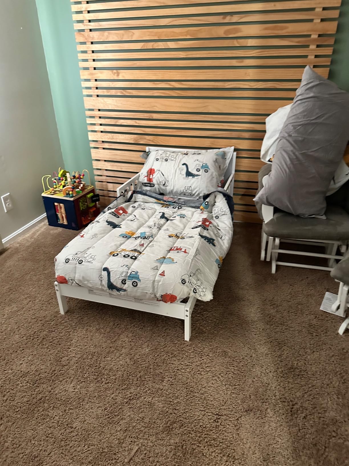 DJY Cotton Twin Bedding Set, Dinosaur Cars Reversible Twin Comforter Set for Kids Boys Girls, 4 Pieces Bed in a Bag customer photo 1