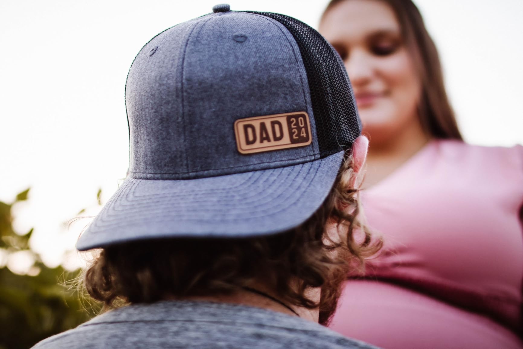 Dad Est 2025 2026 Hat for Men New Dad Gifts Customization Leather Patch Trucker Hat customer photo 1