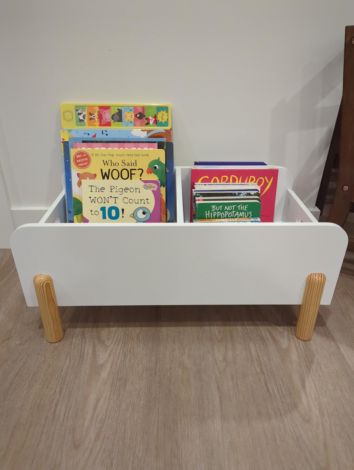 UTEX Montessori Bookshelf for Kids, Wooden Book Shelf for Kids Rooms, Toddler Book Caddy with Adjustable Divider, Floor Book Display, Baby Book Rack for Classroom Nursery customer photo 1