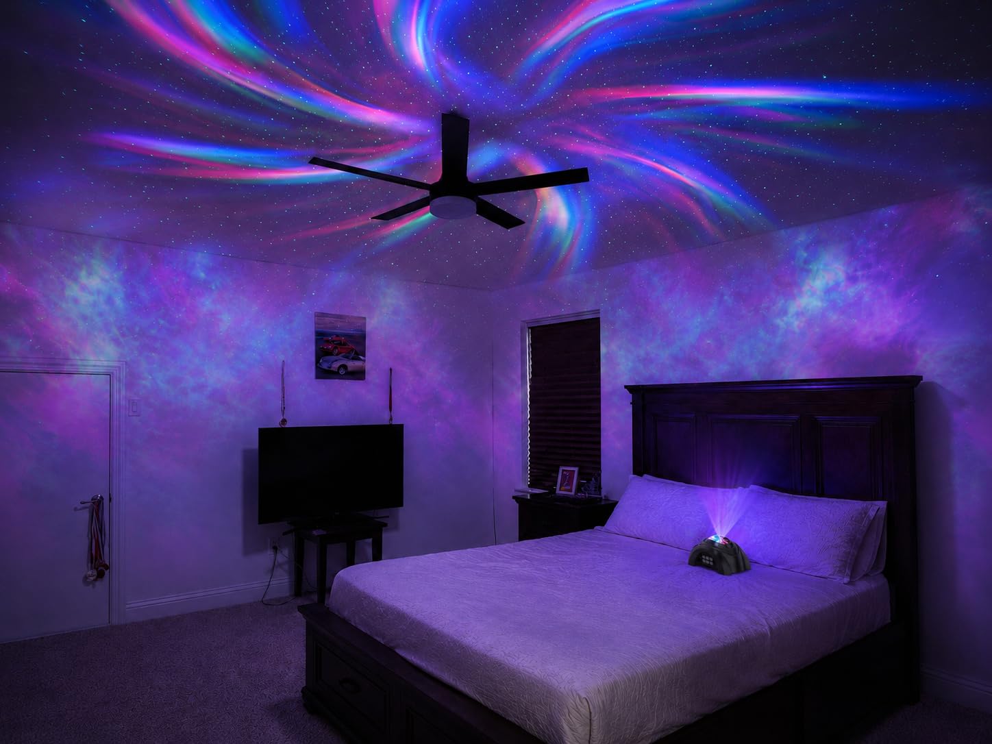 Rossetta Dual Lens Galaxy Projector, Star Projector for Bedroom with 58 Light Effects, Night Light Projector with White Noise & Bluetooth Speaker, Remote Timer, Room Decor Gift for Kids Adults Teens customer photo 1
