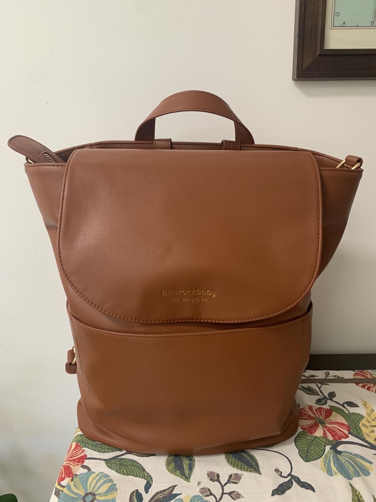 BirdRock Baby Seaside Diaper Bag Backpack - Stylish Vegan Leather, Large Capacity Travel Diaper Bag, Classic Brown customer photo 2