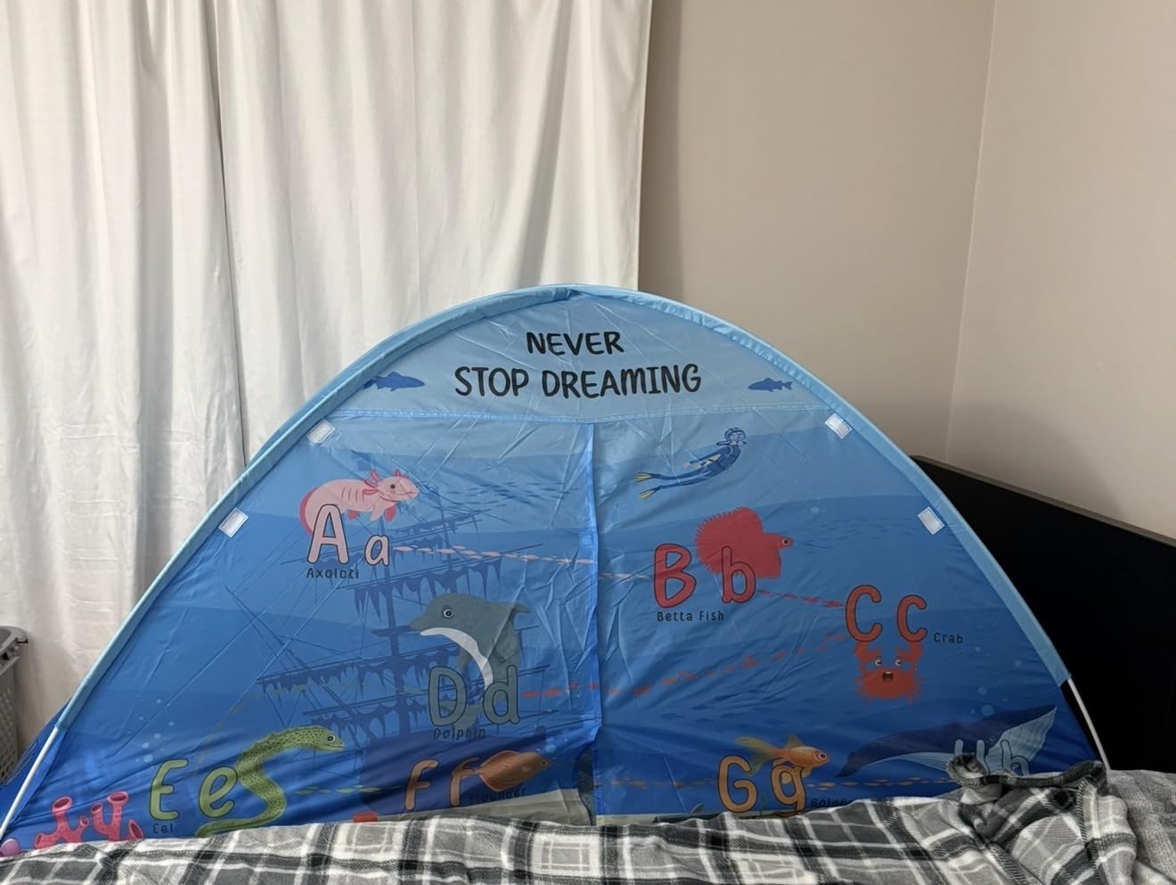Water World Twin Bed Tent for Kids Indoor Fort - Magical Dream Tents for Boys Pop Up Toddler Bed Canopy for Girls Bunk Bed Tent for Top Bunk - Sensory Sleep Pod for Kids Educational customer photo 2