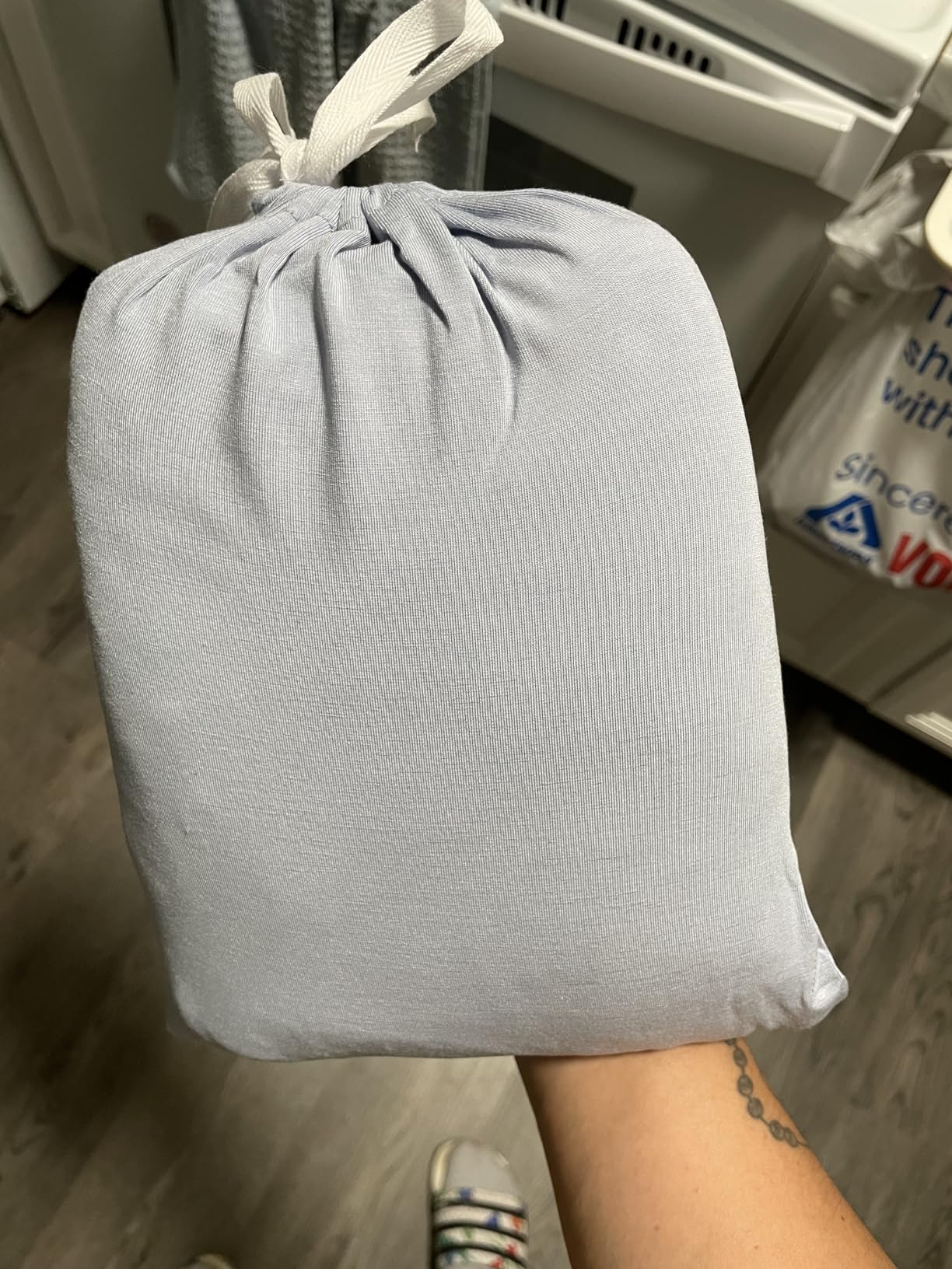 Caden Lane Fitted Crib Sheet - Breathable & Temperature-Regulating Bamboo Viscose Fabric, Fits Standard Crib & Toddler Mattresses (Mist Grey) customer photo 1