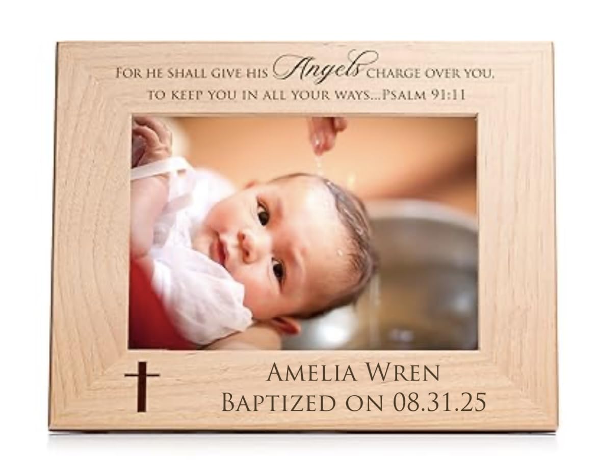Lifetime Creations Personalized Baptism Picture Frame: Engraved Baby Baptism Gift for Boy or Girl, Bautizo Regalo, Christening Baptismal Keepsake (Holds 4x6 Inch Photo, Landscape) customer photo 1