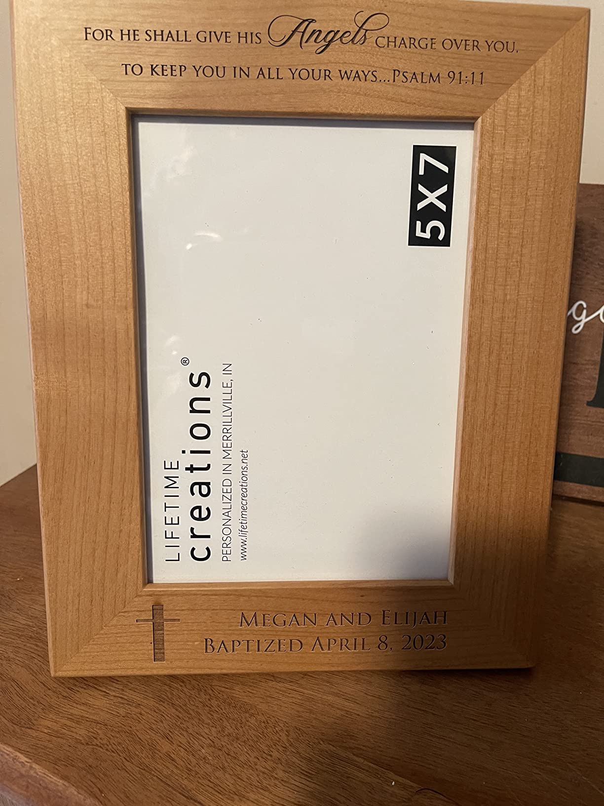 Lifetime Creations Personalized Baptism Picture Frame: Engraved Baby Baptism Gift for Boy or Girl, Bautizo Regalo, Christening Baptismal Keepsake (Holds 4x6 Inch Photo, Landscape) customer photo 2
