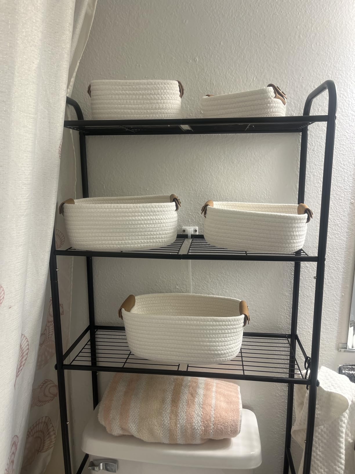 Beautiful Storage Basket Set of 5 - Sturdy Cotton Rope Baskets for Shelves Are Perfect for Organizing Your Home - Quality Storage Bins Easily Fit With Any Nursery or Bedroom Decor customer photo 2