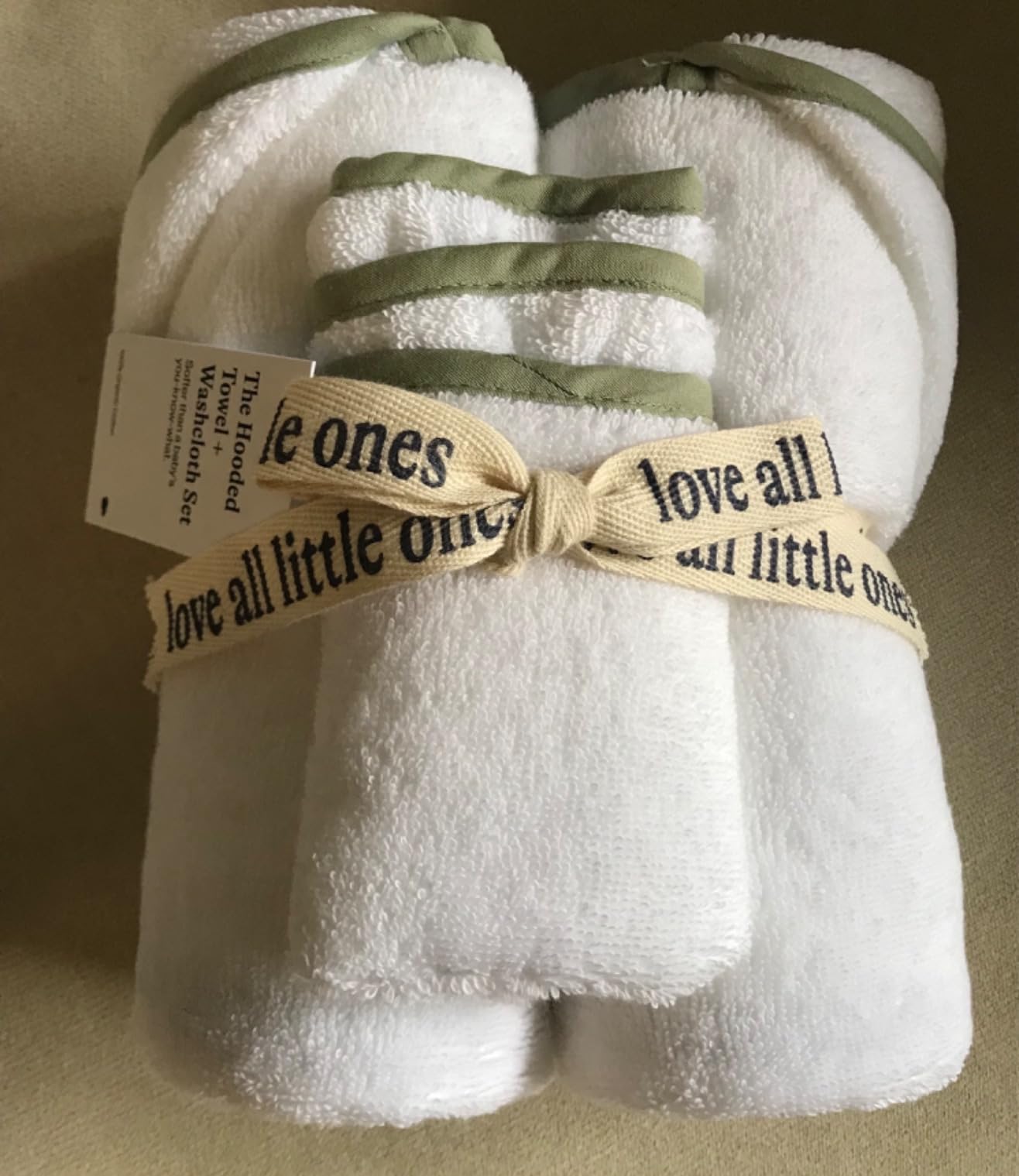 Lalo The Hooded Towel & Washcloth Set, 100% Organic Cotton, Soft on Sensitive Skin, Durable & Absorbent, Machine Washable, Includes One Baby Towel and Two Washcloths - Sage customer photo 2