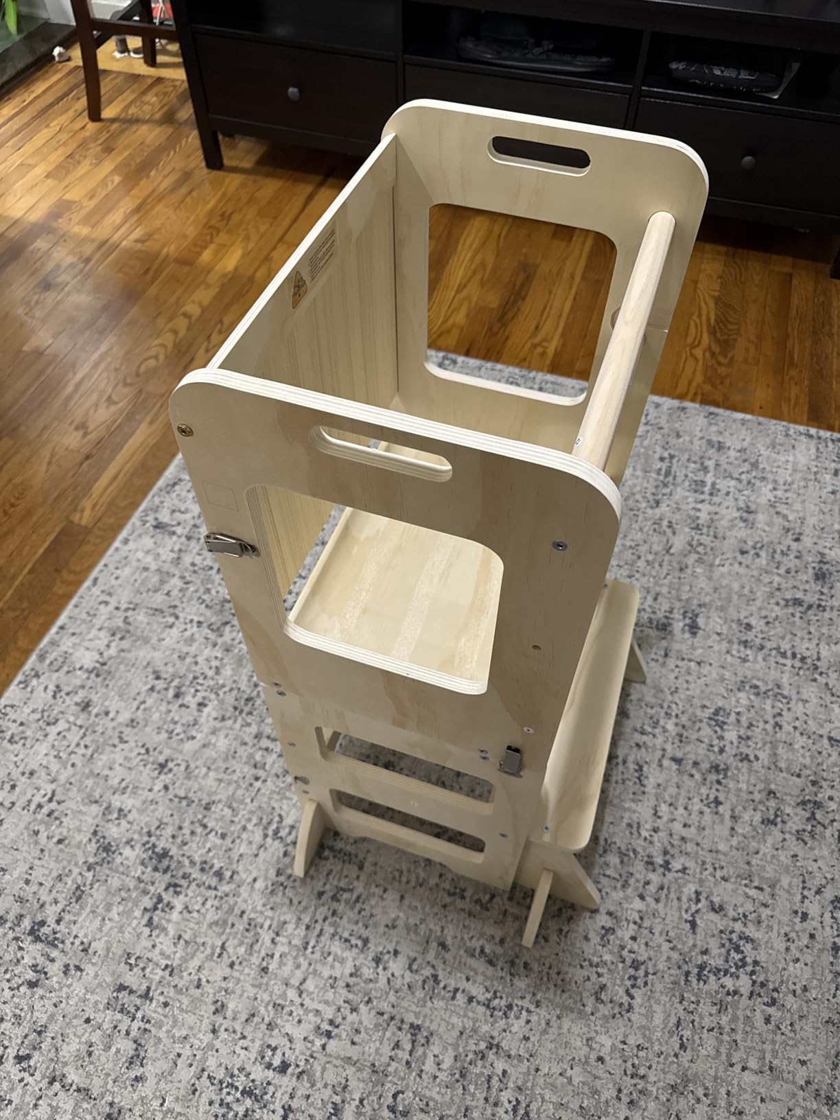 4-in-1 Toddler Kitchen Step Stool, Foldable Learning Standing Tower with Whiteboard, Wooden Kitchen Stool Helper for Kids, 1-3 Year Old Boy Girl Gifts customer photo 2