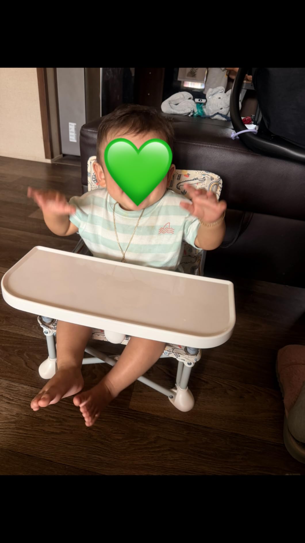 Nuby Pop-Up Booster Seat with Removable Tray - 6+ Months - Portable Booster Seat for Floor for Indoor/Outdoor Use - 3-Point Safety Adjustable Straps - Summer Travel Essentials - Safari customer photo 1