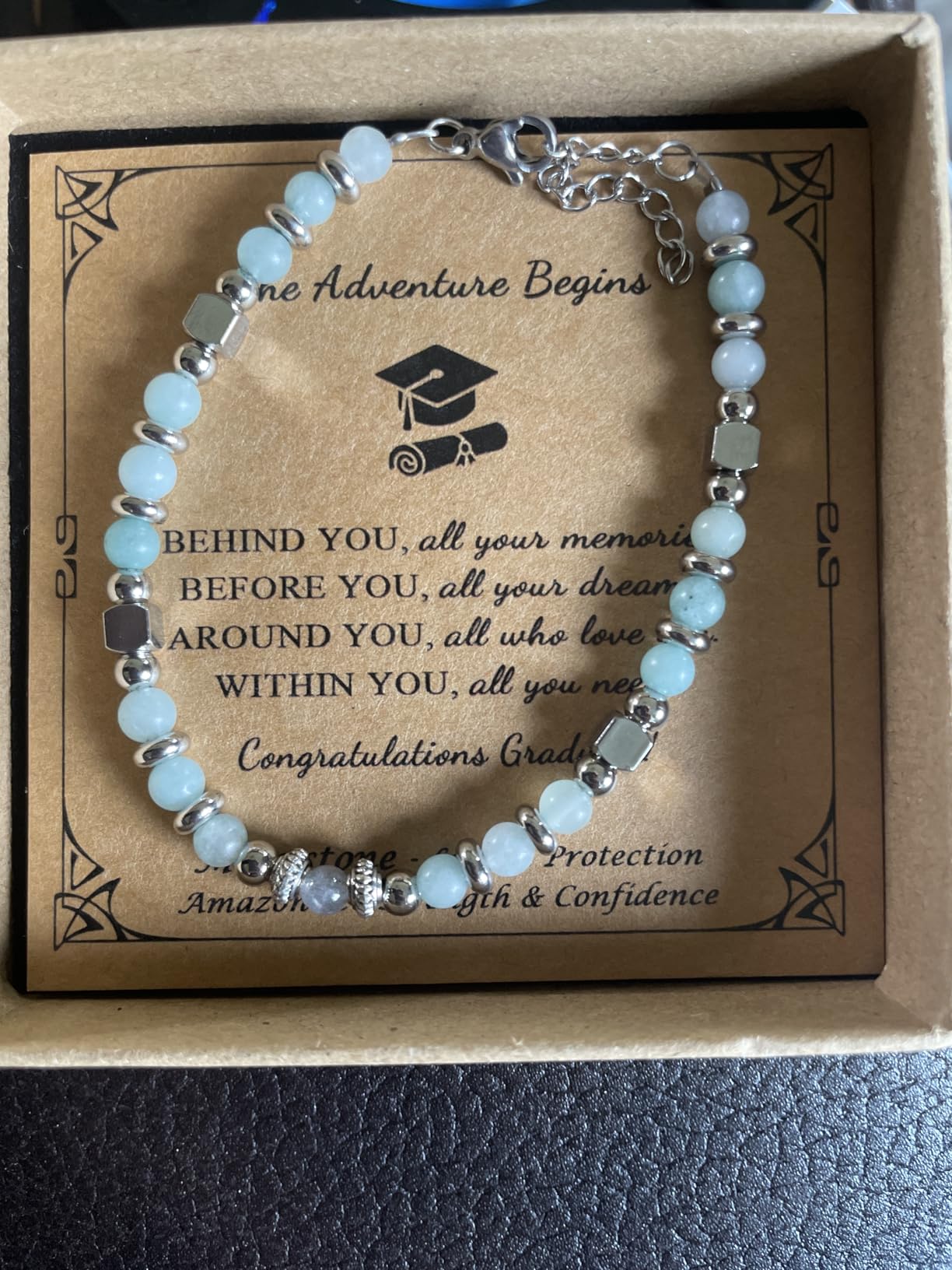 JoycuFF Gifts for Women Moonstone Bracelet Amazonite Colorful Imperial Jasper Stainless Steel Beads Bracelets, Graduation Christmas Valentines Mothers Day Birthday Gifts customer photo 1