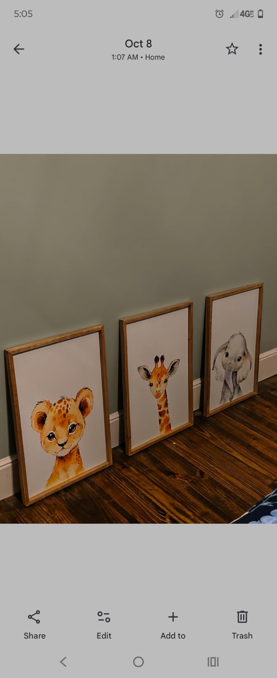 Baby Safari Nursery Wall Art Decor 11x16 Inch Set of 3 Wood Framed Cute Animal Giraffe Elephant Lion Prints Sign Kids Boys Girls Room Bedroom Jungle Animal Pictures Wall Hanging (Wood) customer photo 2