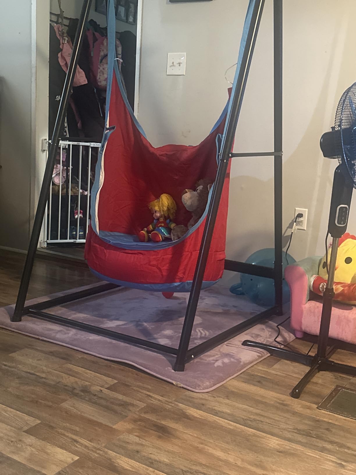 Upgraded Kids Pod Swing Chair, Child Hanging Hammock Chair with LED Lights, 900D Oxford Cloth Pod Swing Seat for Indoor and Outdoor with All Accessories (Blue) customer photo 2