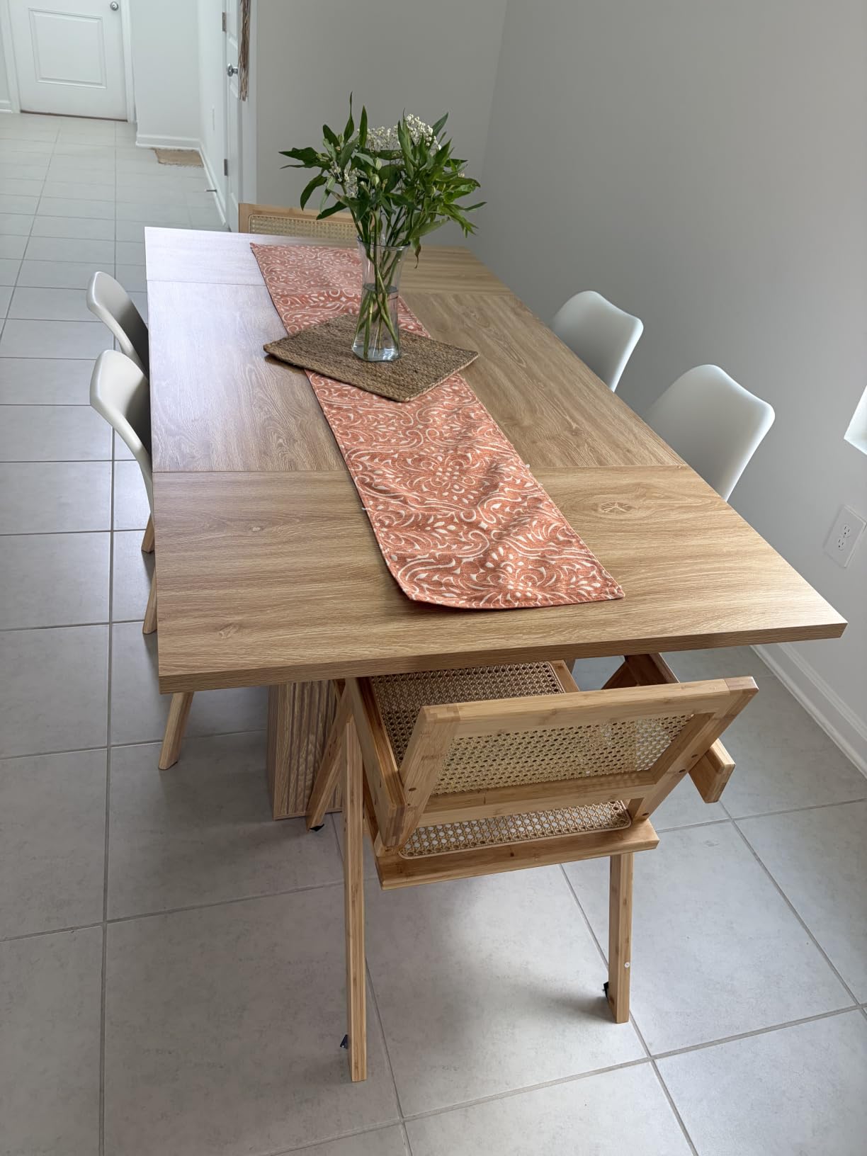 78 Inch Rectangular Dining Table for 6 to 10, Farmhouse Fluted Dining Kitchen Table, Modern Wood Long Dining Table for Kitchen Living Room, Walnut customer photo 1