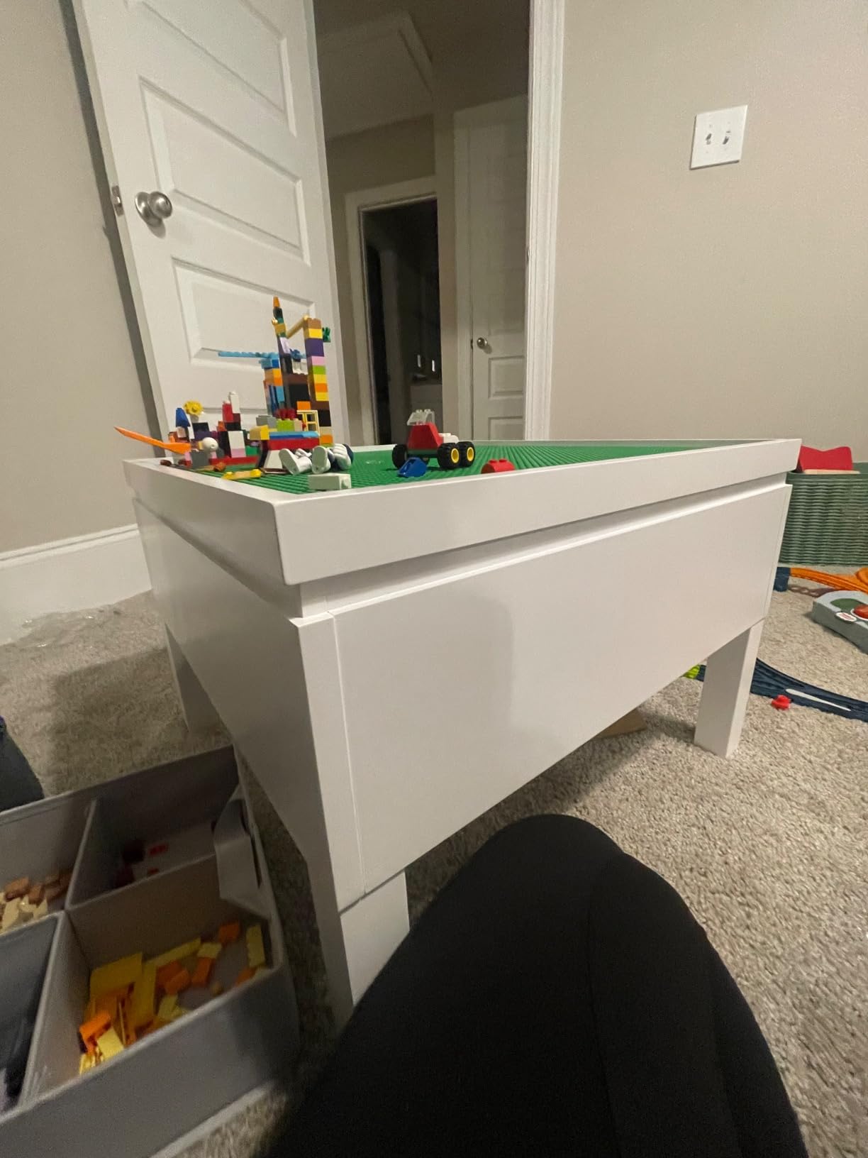 UTEX 3 in 1 Kids Activity Table with Storage, Kids Construction Play Table Compatible with Lego and Duplo Bricks, Chess Table for Building Block, Drawing, Crafts customer photo 2