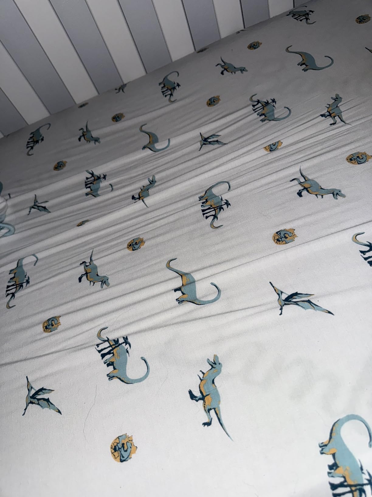 BubblePanda Rayon Made from Bamboo Crib Sheets - Neutral Soft Stretchy Fitted Crib Mattress Sheet Standard 52x28 (Dinosaur) customer photo 1