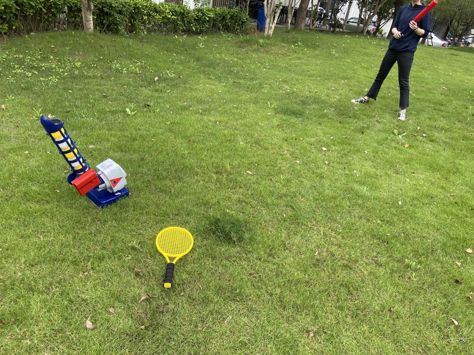 iPlay iLearn Kids Pitching Machine Toys 2 in 1 RC Baseball Tennis Pitcher Auto Ball Launching Bat Boy Outdoor Outside Sports Backyard Game Birthday Gift 5 6 7 8 10 12 Yr Youth customer photo 1