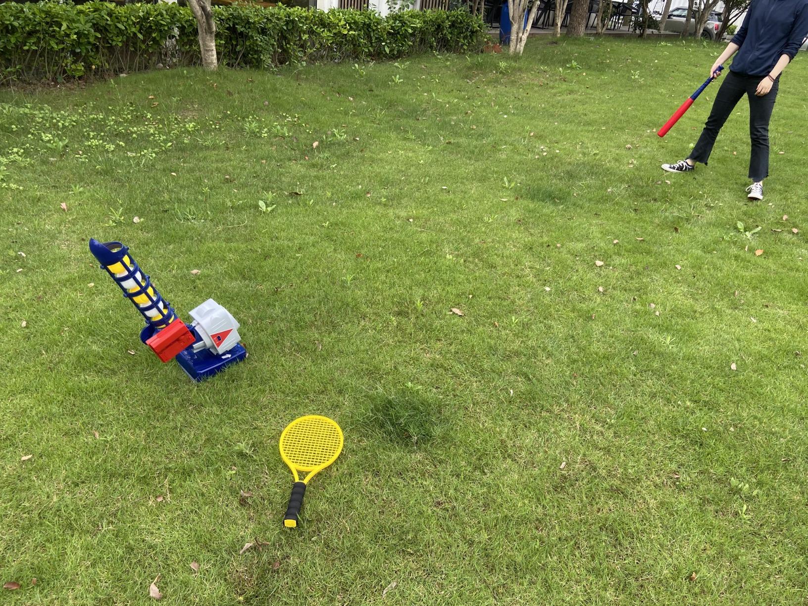 iPlay iLearn Kids Pitching Machine Toys 2 in 1 RC Baseball Tennis Pitcher Auto Ball Launching Bat Boy Outdoor Outside Sports Backyard Game Birthday Gift 5 6 7 8 10 12 Yr Youth customer photo 2