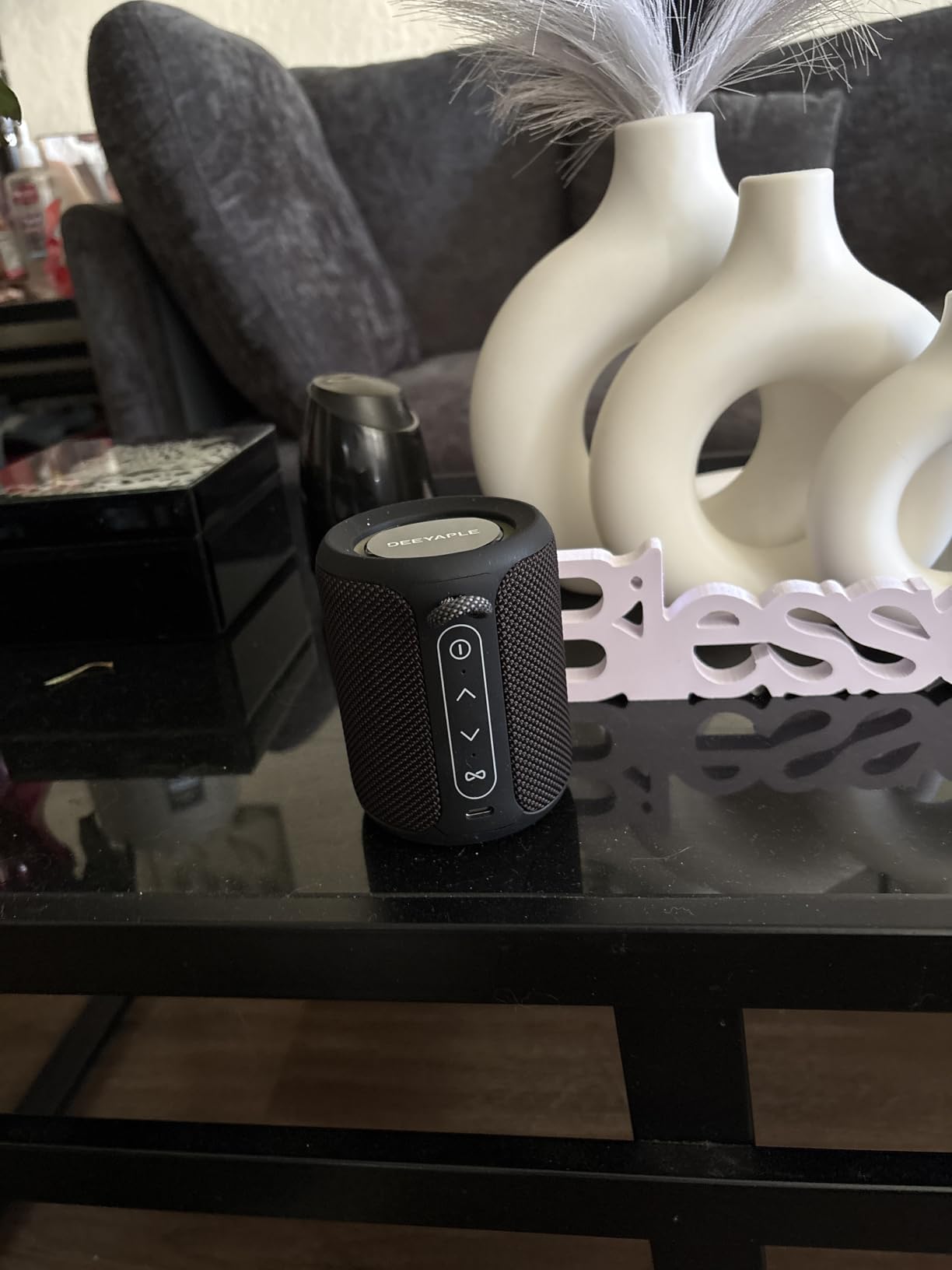 Bluetooth Speaker Wireless, IP67 Waterproof & Dustproof Portable Speaker with Lights, 15W Loud Stereo Sound, 2500mAh Battery All Day Playtime, TWS Pairing, BT5.3, Home/Party/Outdoor/Beach (Black) customer photo 1