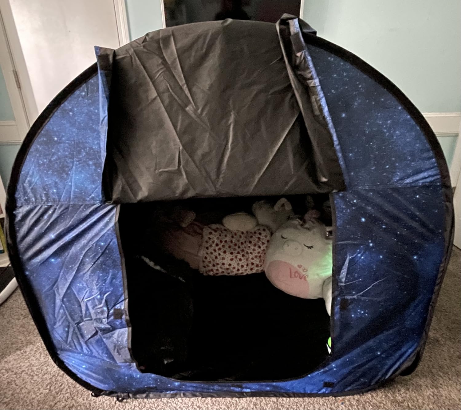 OUTREE Sensory Tent 47 * 47 * 47 in, Starry Night Print, Sensory Tent for Kids with Autism, Pop Up Play Room customer photo 2