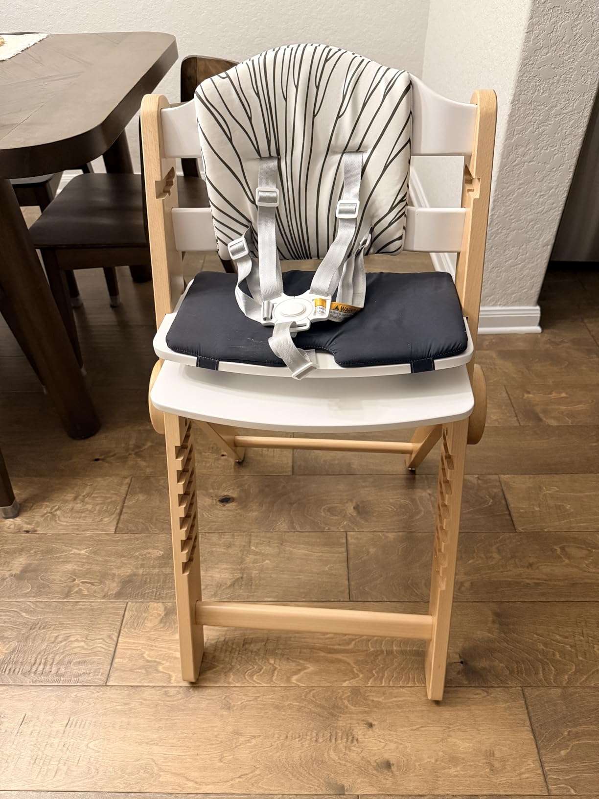 Ezebaby Wooden High Chair Grow with Your Child, Foldable Baby High Chair with Adjustable Seat and Footrest Heights, High Chair for Babies and Toddlers with Cushion and Large Double Layer Tray(Grey) customer photo 1