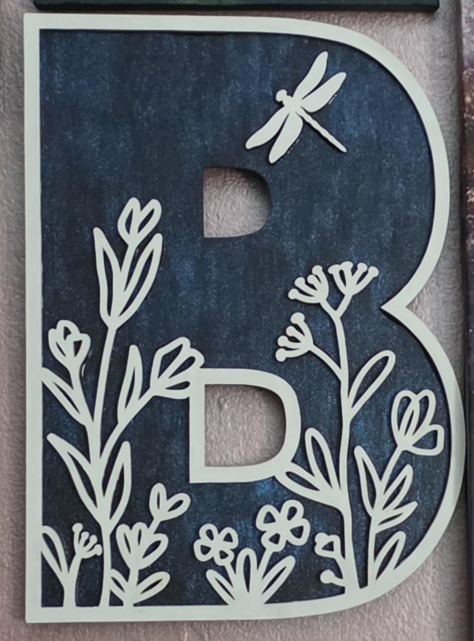 Layered 12 Inch Large Wooden Letters for Wall Decor, Flowered Paintable Wooden Nursery Letters for Crafts Wood Alphabet Letter for Birthday Boho Nursery Name Sign Wedding Home Decoration customer photo 1