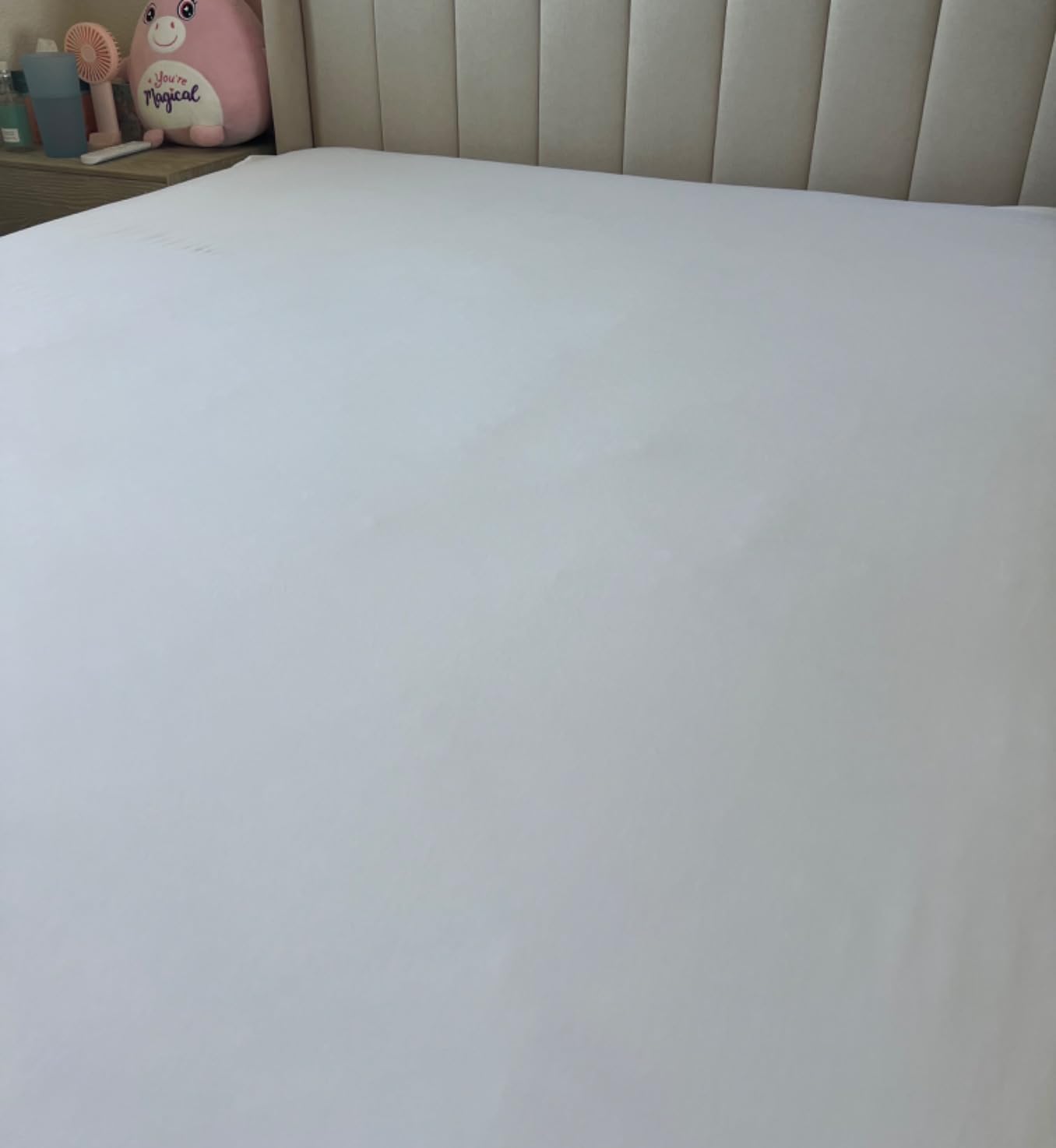 Crib Fitted Sheet Bamboo Viscose 400 Thread Count - Cooling Crib Sheet for 52x28+8 Standard Crib and Toddler Mattresses (Sky Blue) customer photo 2