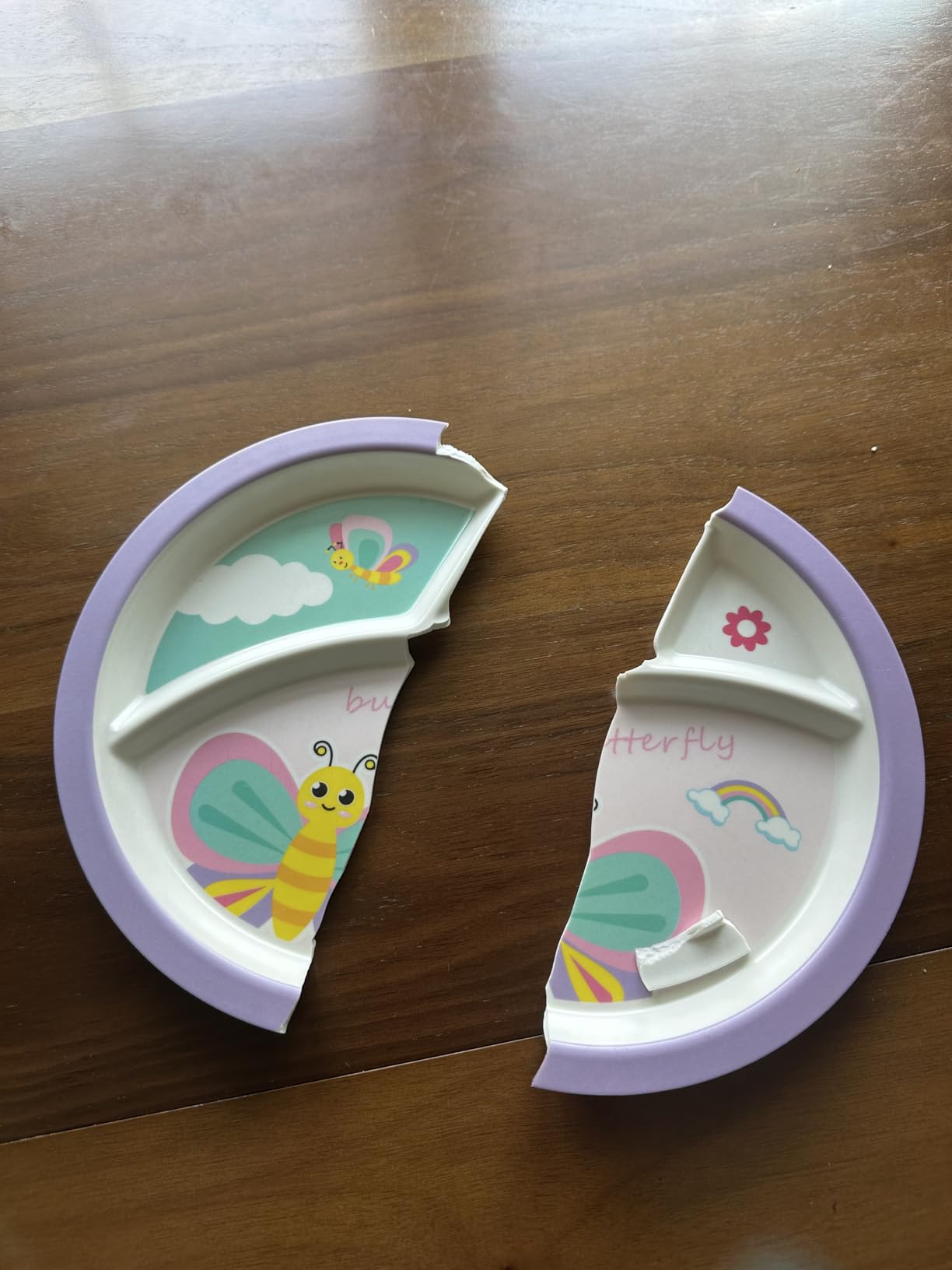 Kids Dinnerware Set, Includes Toddler Plate Bowl Tumbler and Utensils, BPA Free Bamboo Fiber Material Perfect for Little Girls (Purple - Butterfly Theme) customer photo 2