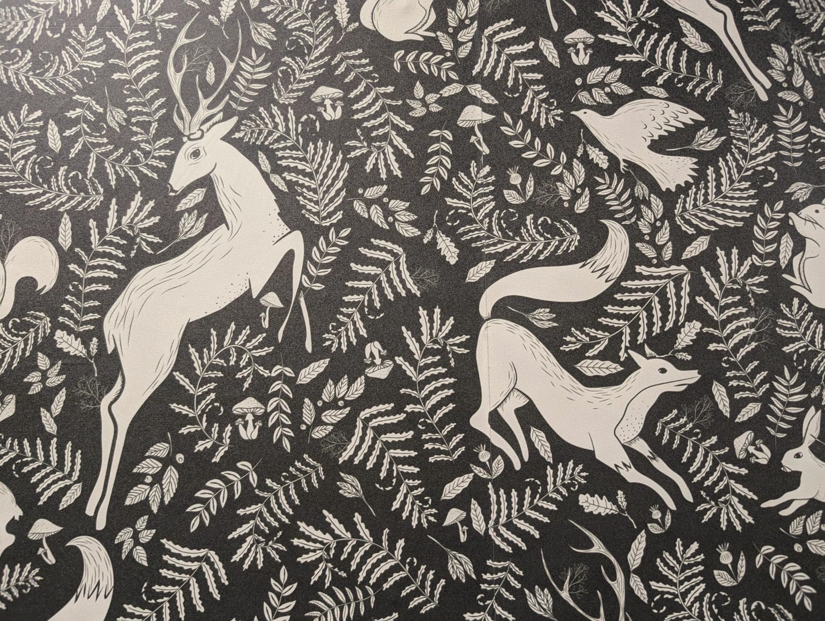 Livelynine Green Animal Wallpaper Peel and Stick Vintage Woodland Wall Paper Removable Whimsical Forest Animals Mural Self Adhesive Dark Green Sage Fairy Woodland Contact Paper for Cabinets 17.5x78.8 customer photo 1