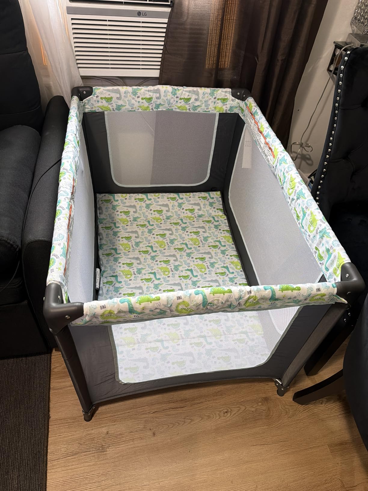 Dream On Me Zodiak Baby Playard, Breathable Mesh Sides, Soft Comfortable Mattress, Quick & Easy to Fold with Travel Carry Bag, Compact Space Saving Design - Cool Grey customer photo 2