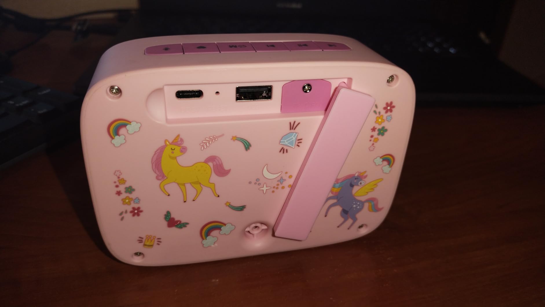WonderBuddy Kids Story Box Audio Player, 500+ Preloaded Stories & Rhymes with Storybook DIY Art Kit, Voice Recorder, Content Upgrade, Bluetooth, Birthday Gift for Girls 3+ Years- Unicorn customer photo 2