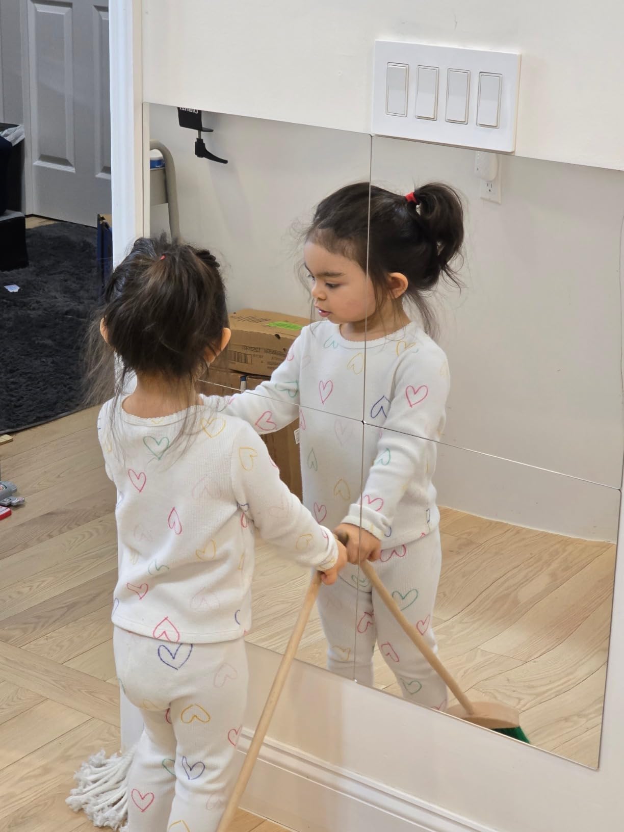 Unbreakable Mirror for Wall, Full Body Mirror for Kids, 4Pack 10 x10 inch, Shatterproof Plexiglass Long Mirrors Fores Bedroom Closet, Children Plastic Mirrors Non Glass Stick on Mirro customer photo 1