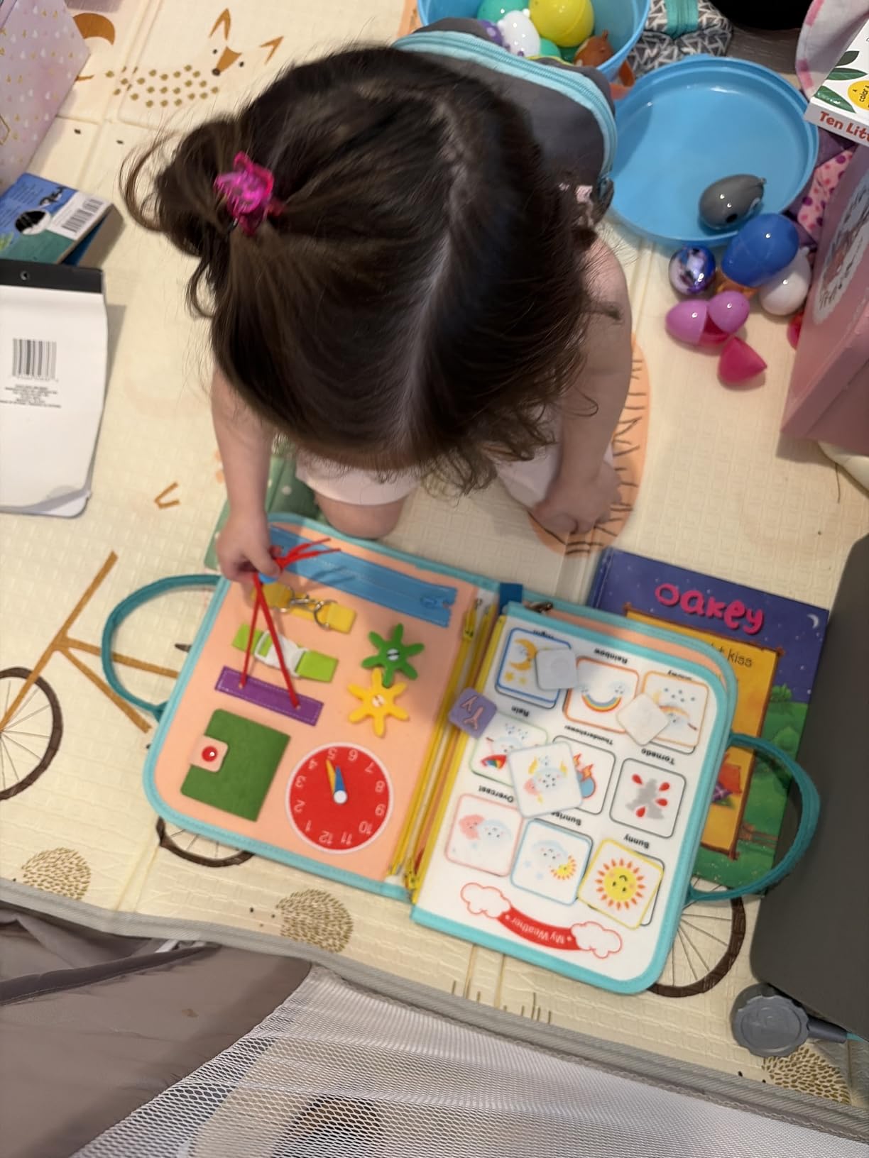 Teefrye Toddler Busy Board Montessori Toys for Toddlers 1-3 Year Old Educational Activity Book Board Sensory Travel Toys Ages 2-4 Preschool Learning Fine Motor Skills Toy Quiet Book Gift for Kids customer photo 1