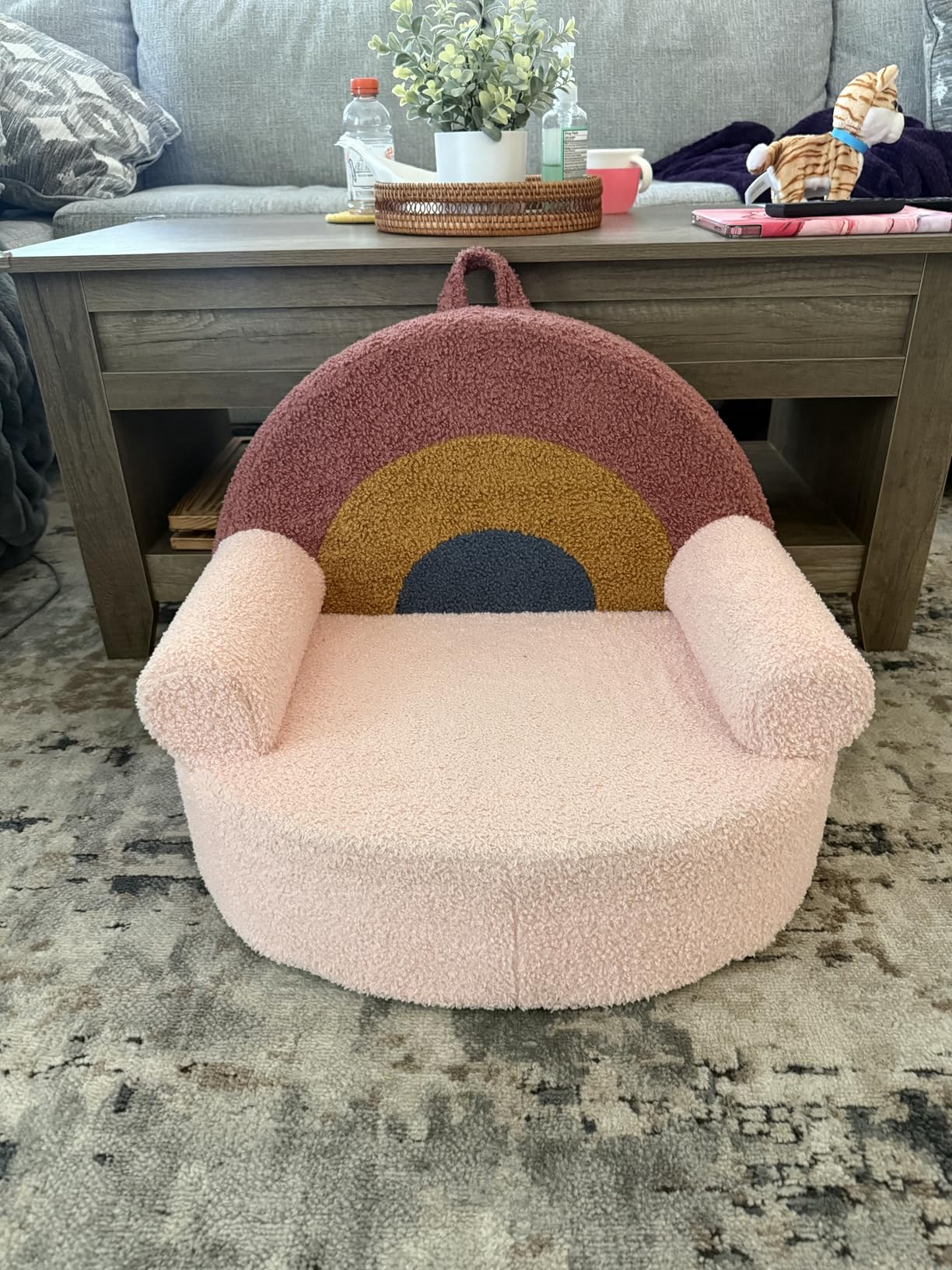 Blissful Diary Toddler Chair, Snuggly Soft Kids Sofa Chair, Supportive Toddler Couch for Boys and Girls, Kids Furniture for Baby Gift, Blush Pink Rainbow customer photo 1