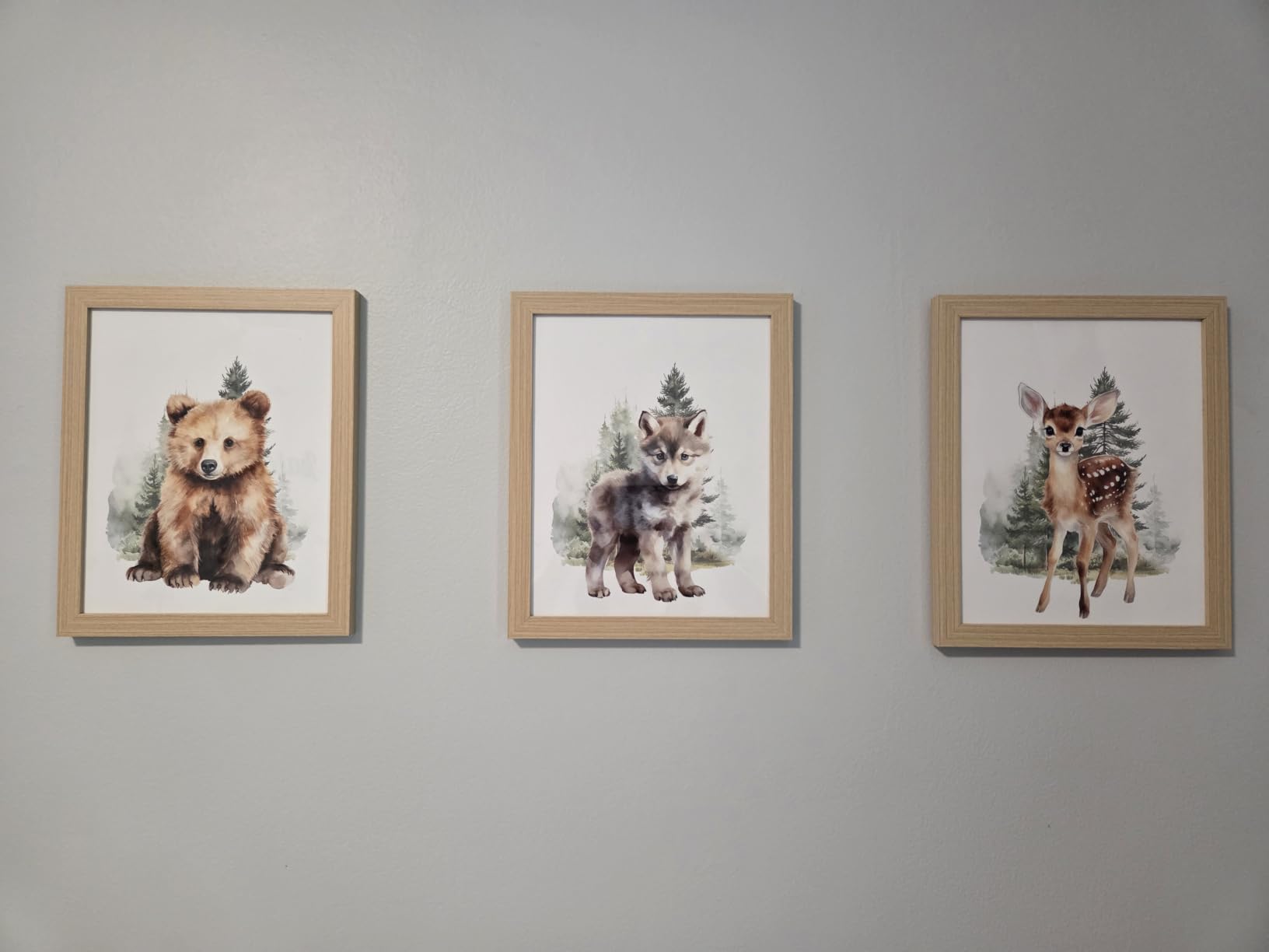 Woodland Animal Nursery Wall Art Decor Set of 6 Baby Boys Room Wall Art Forest Animal Canvas Wall Decor Kids Art Prints Watercolor Bear Deer Fox Pictures Artwork for Bedroom 8x10 Inch Framed customer photo 2