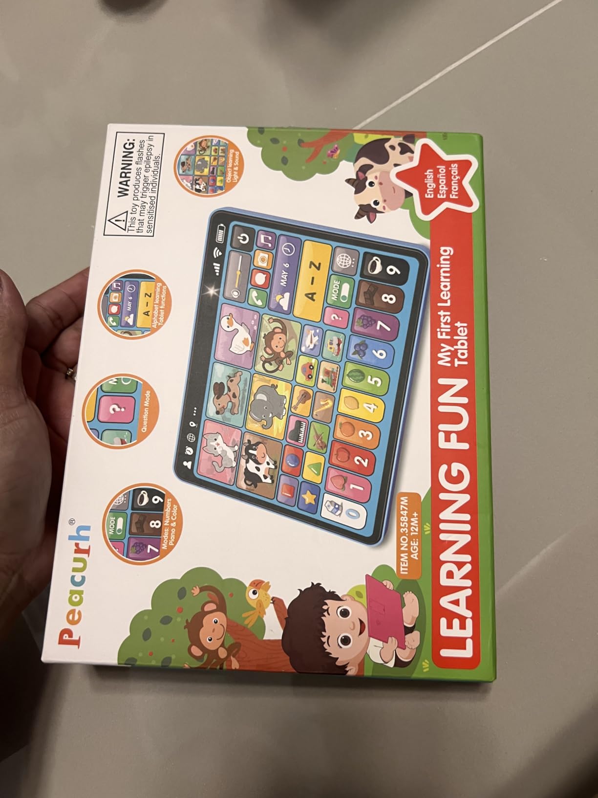 Peacurh Trilingual Learning Toy Tablet with Music & Sound, Montessori Speech Musical Therapy Toys, Gifts for Boy, Girl, Baby, Toddler, for Age 1, 2, 3 Year Old customer photo 2