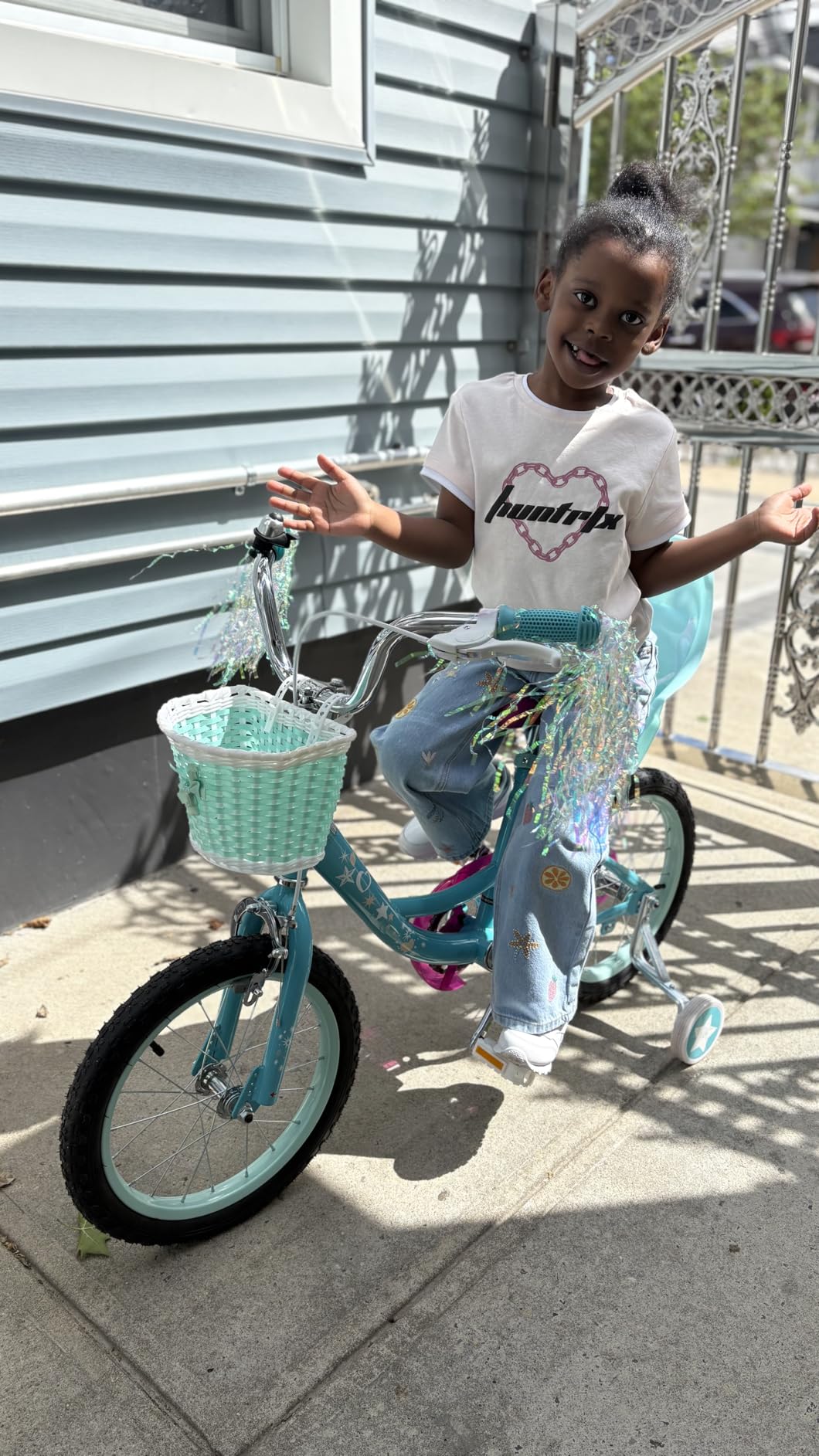 WEIZE Kids Bike, 14 16 Inch Children Bicycle for Girls Ages 4-12 Years Old, Front Basket, Bell, Streamer, Doll Seat, Adjustable Seat & Handlebars, Coaster Brake, Multiple Color customer photo 1